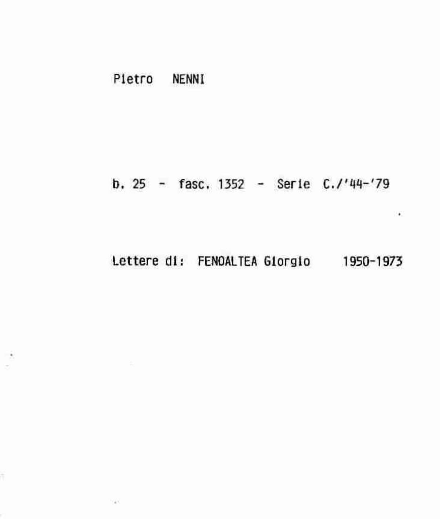Fenoaltea Giorgio, 1950 apr. 10 - 1973 set. 25
