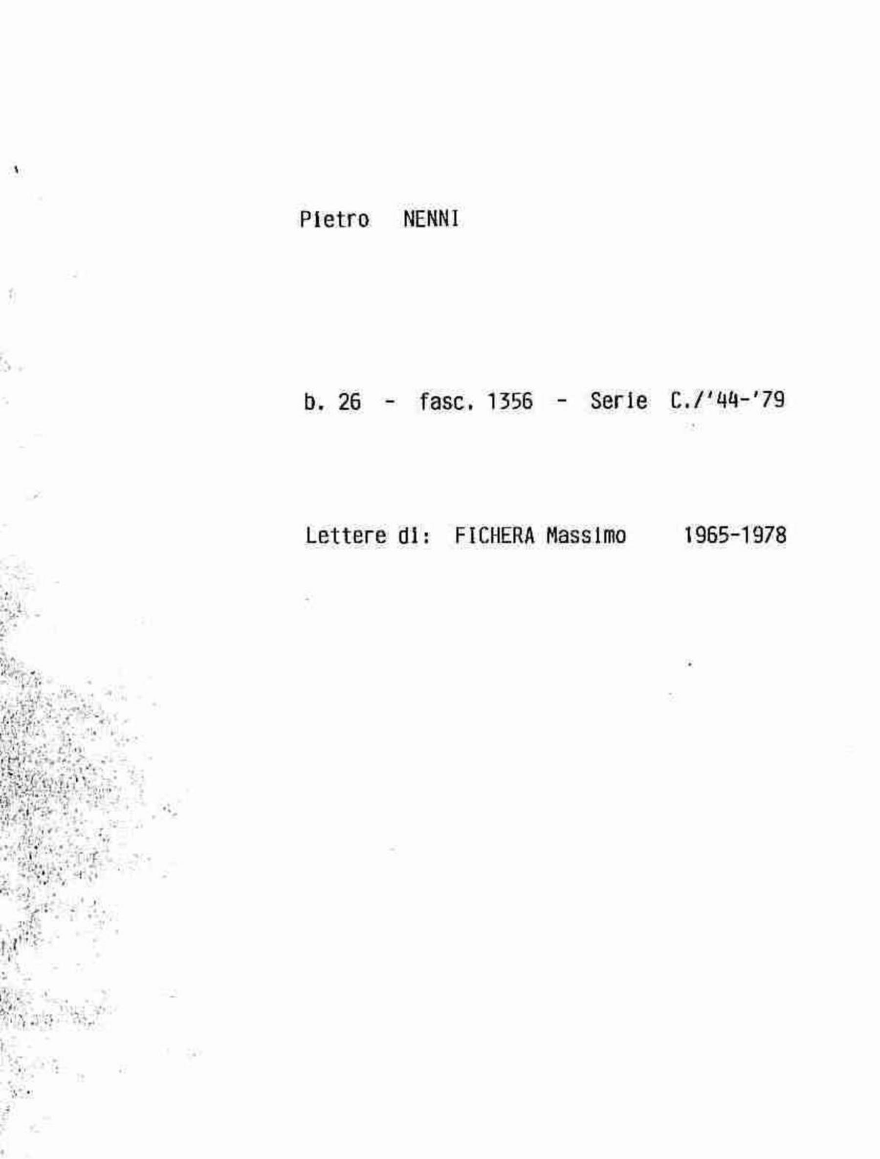 Fichera Massimo, 1965 ott. 14 - 1978 gen. 17