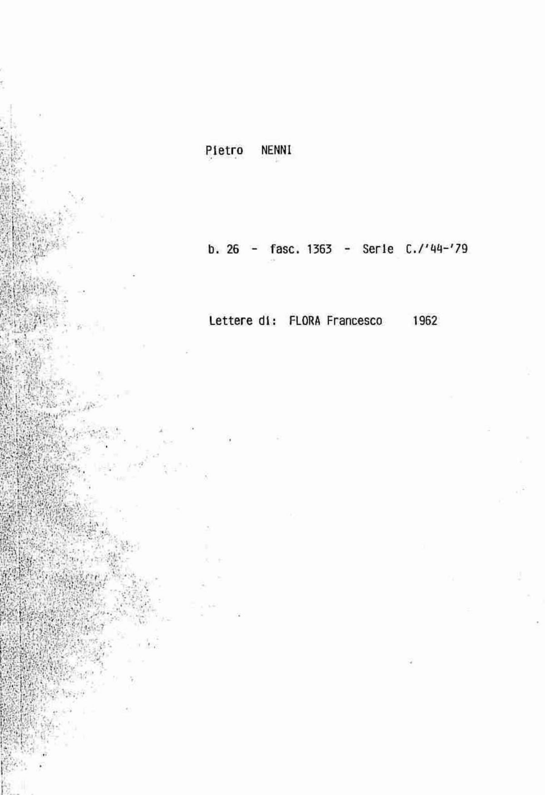 Flora Francesco, 1962 ago.