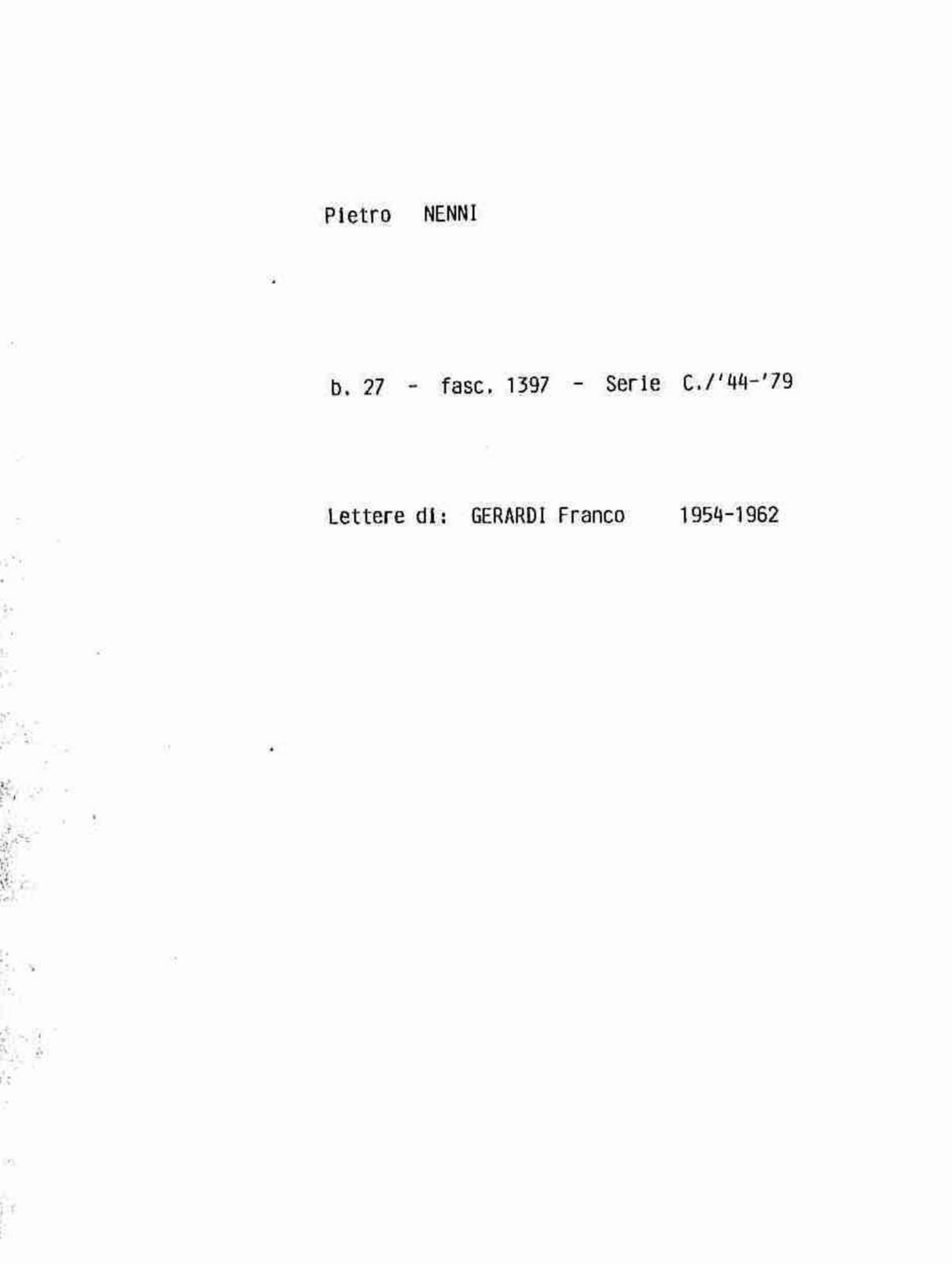Gerardi Franco, 1954 set. 2 - 1962 gen. 20