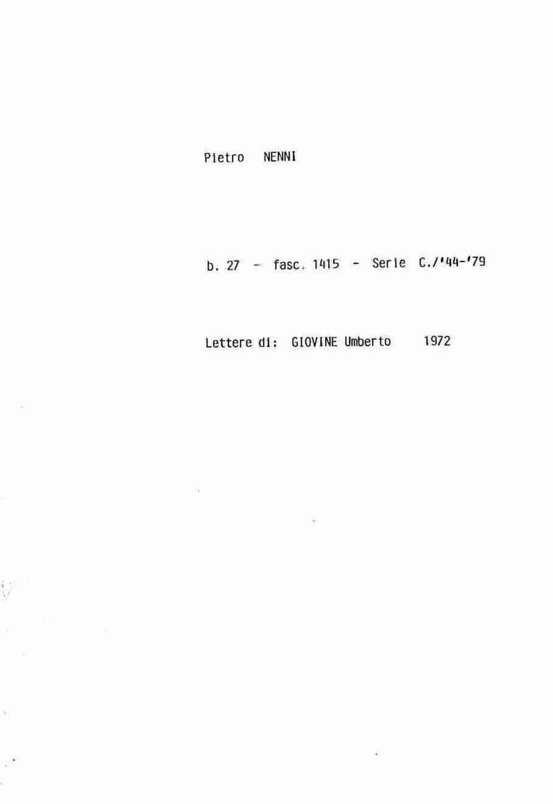 Giovine Umberto, 1972 gen. 5