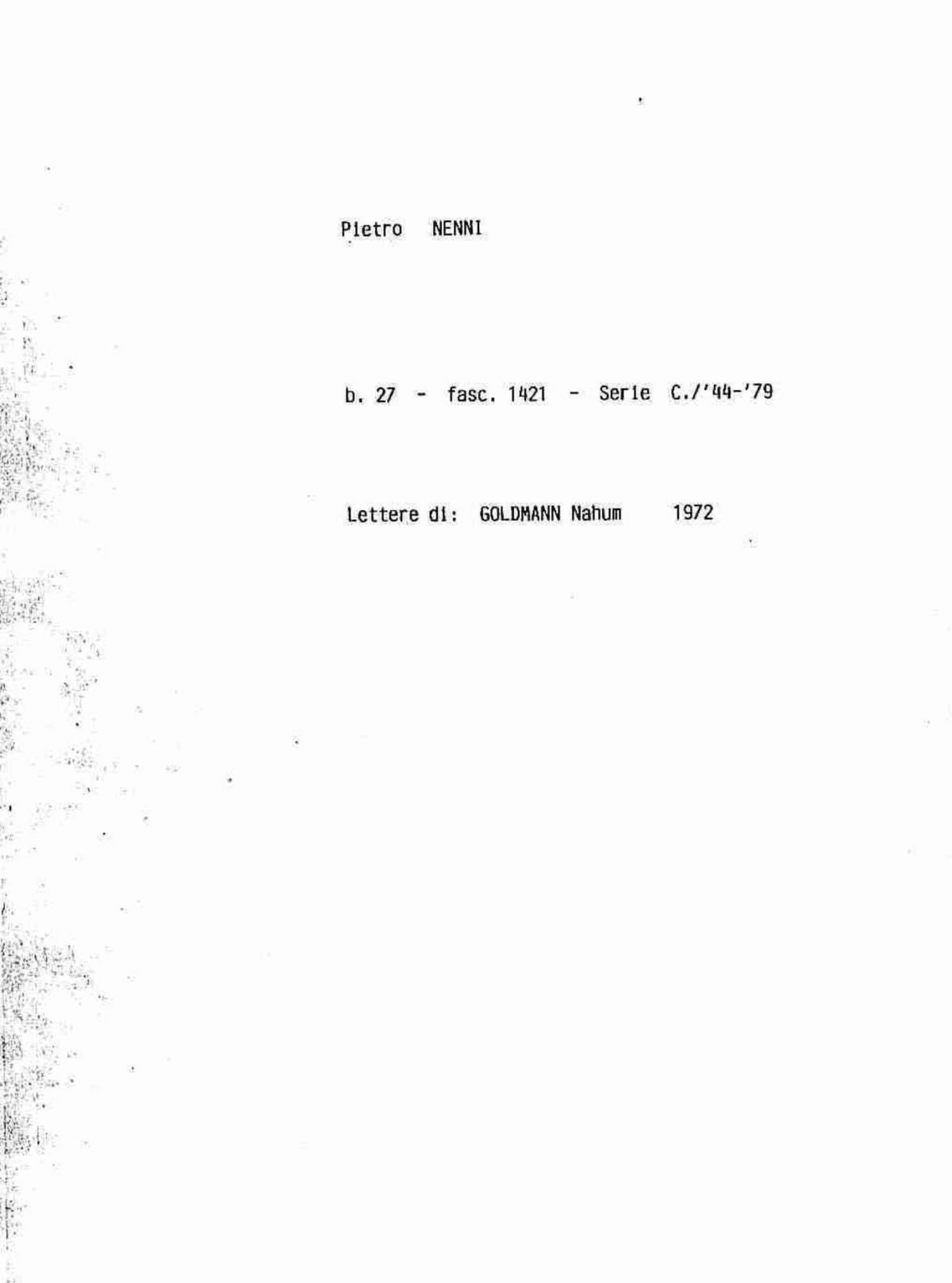 Goldmann Nahum, 1972 dic. 7