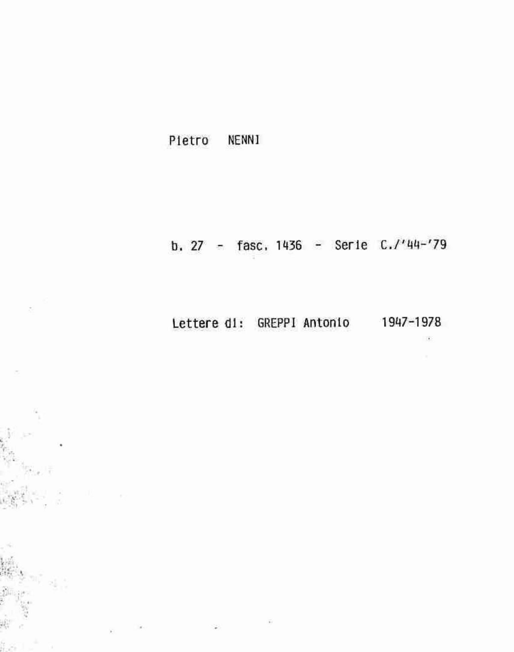 Greppi Antonio, 1947 lug. 6 - 1978 giu. 3
