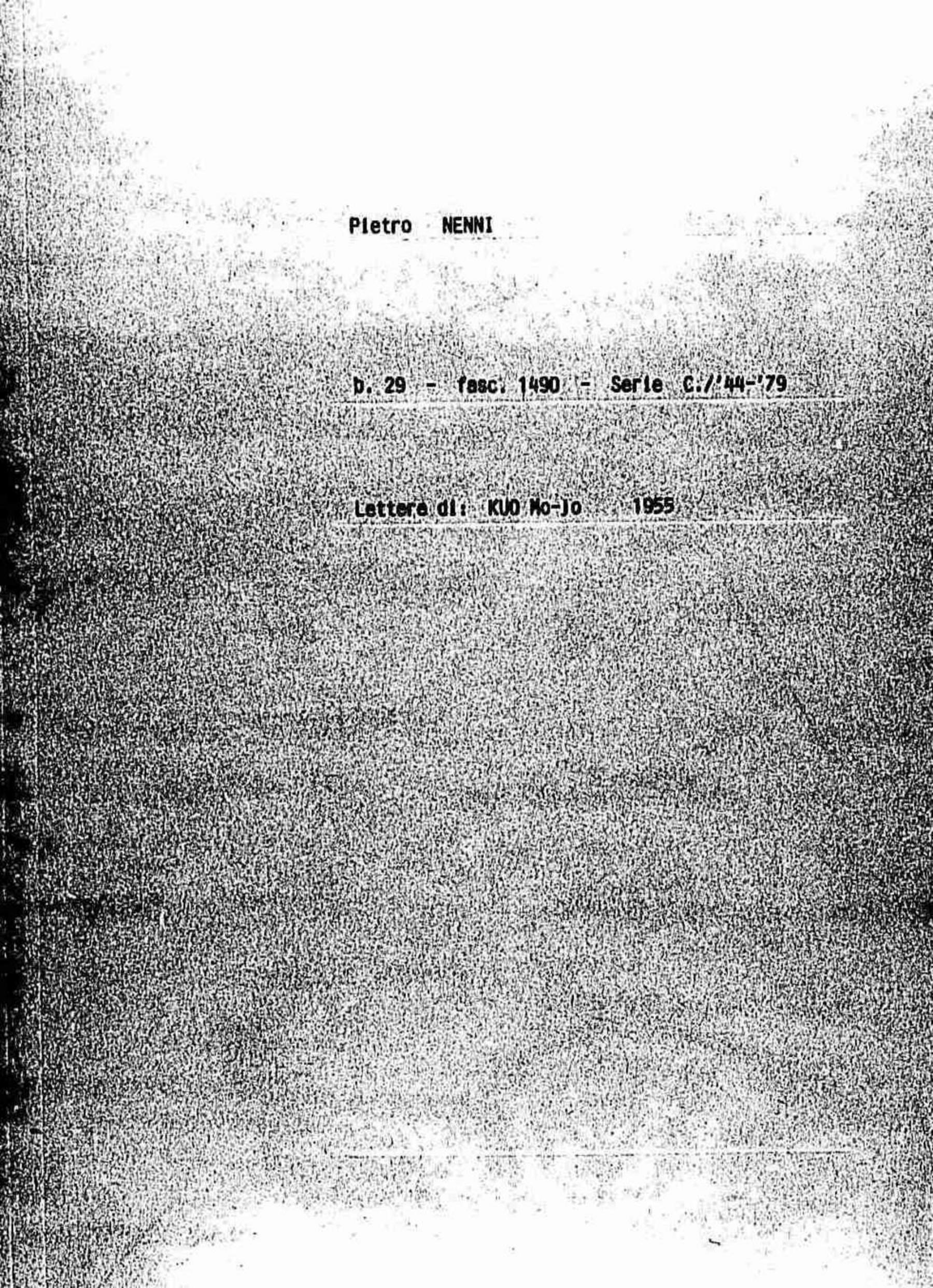 Kuo Mo-jo, 1955 ago. 16 - nov. 26