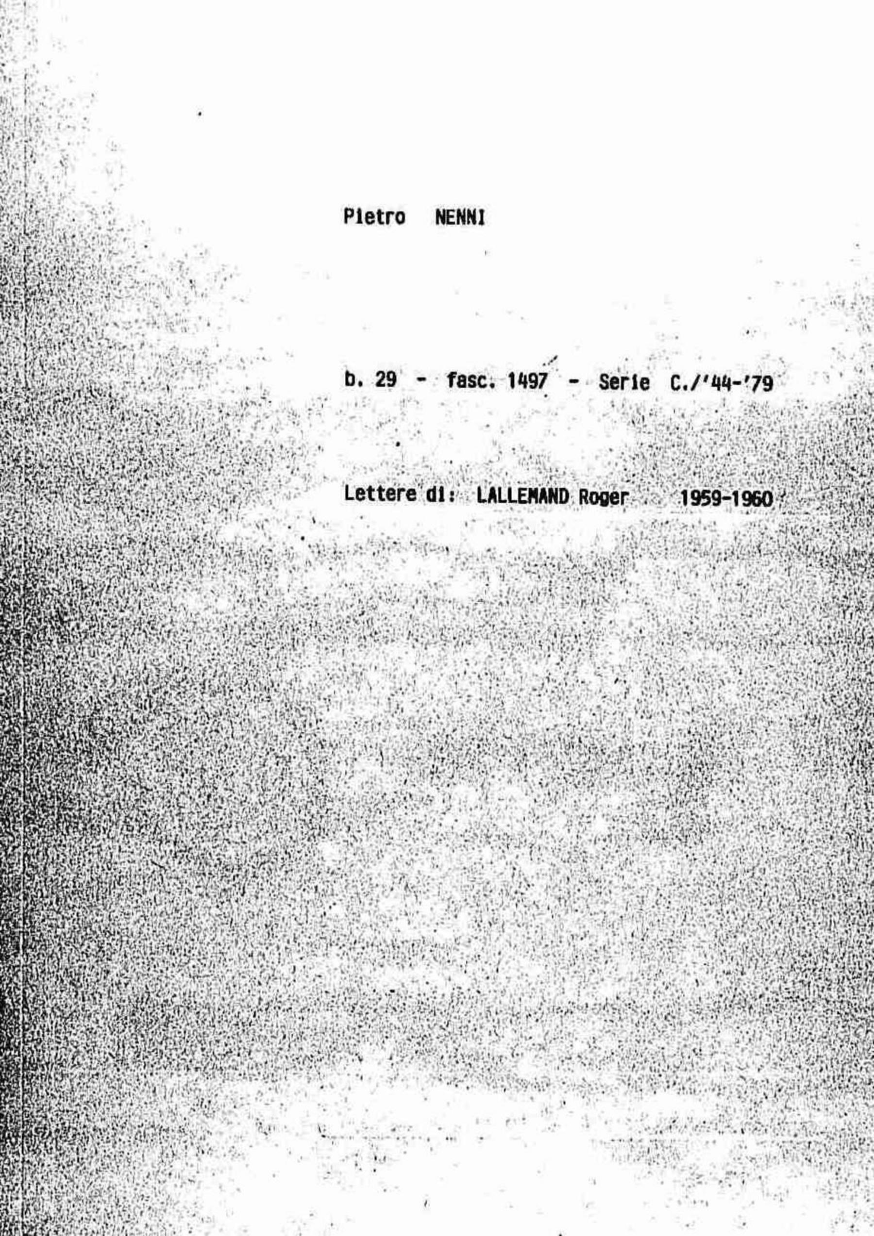 Lallemand Roger, 1959 set. 15 - 1960 apr. 11