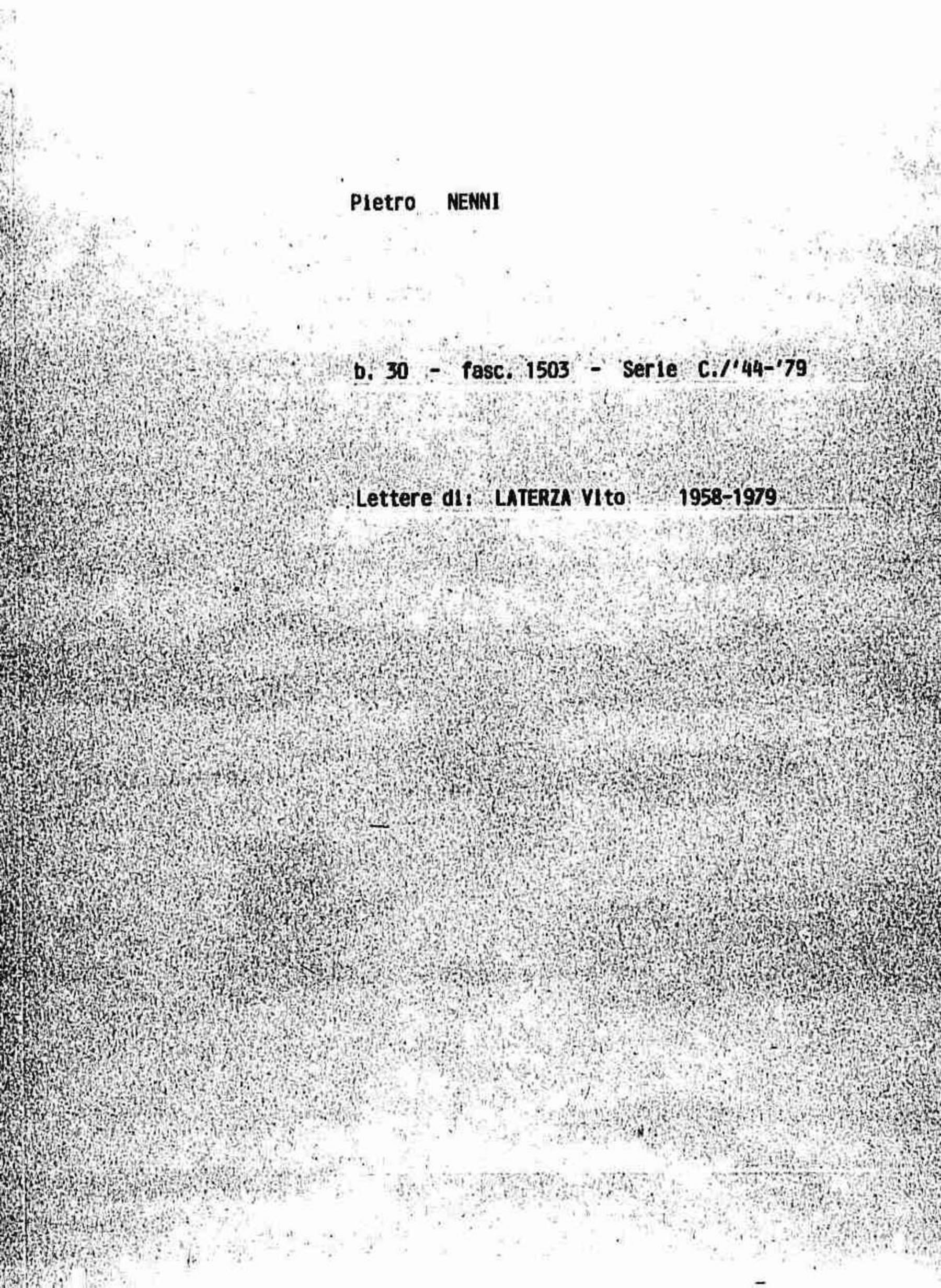 Laterza Vito, 1958 gen. 24 - 1979 nov. 27