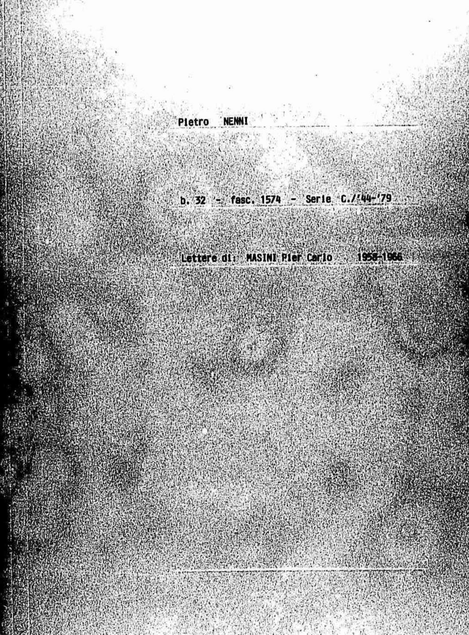 Masini Pier Carlo, 1958 nov. 25 - 1966 mag. 18