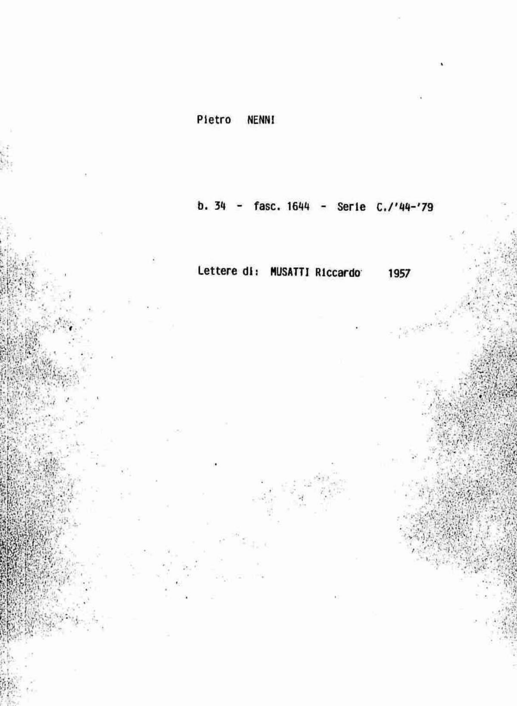 Musatti Riccardo, 1957 gen. 30 - feb.