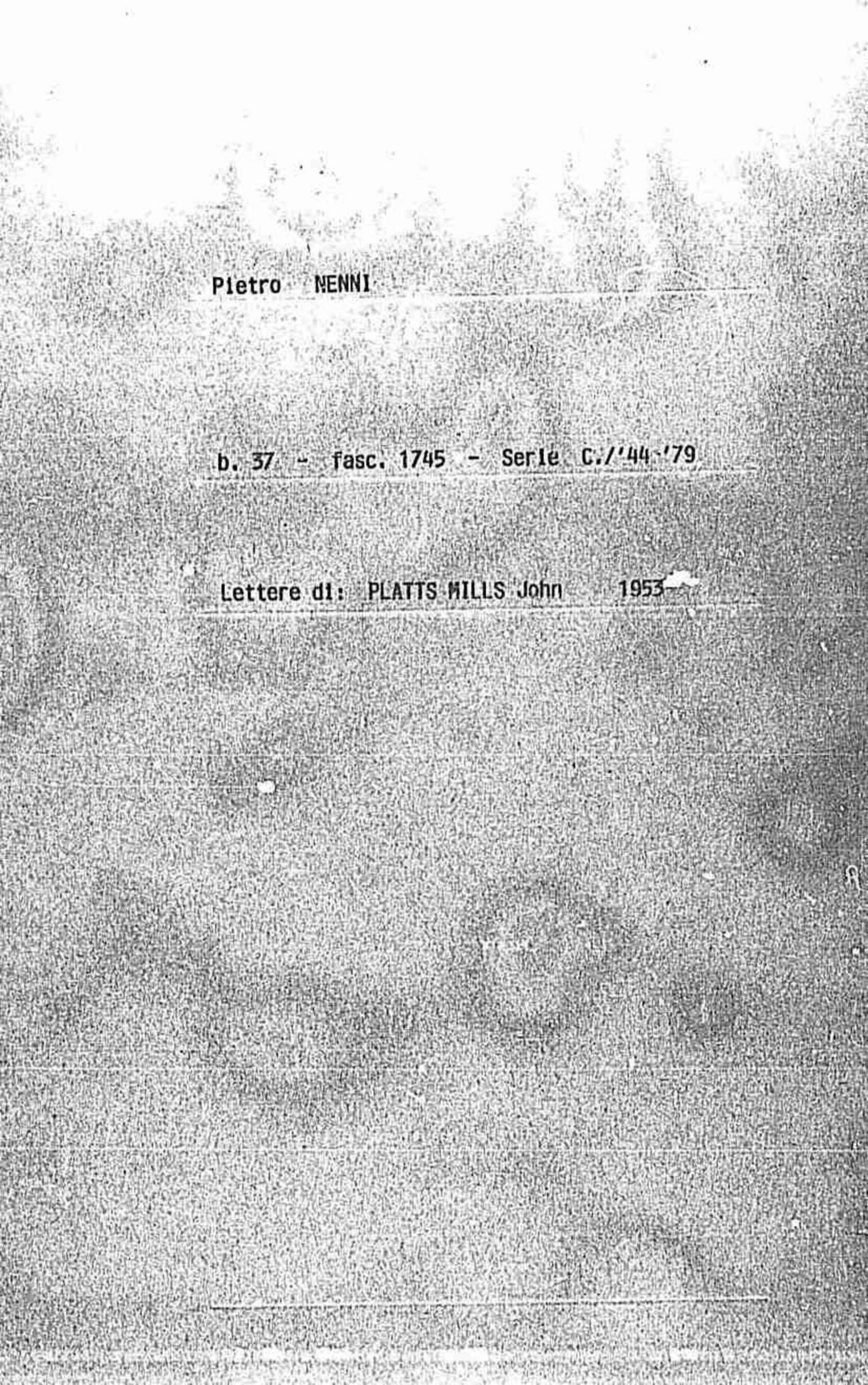 Platts Mills John, 1953 gen. 1 - ott. 30