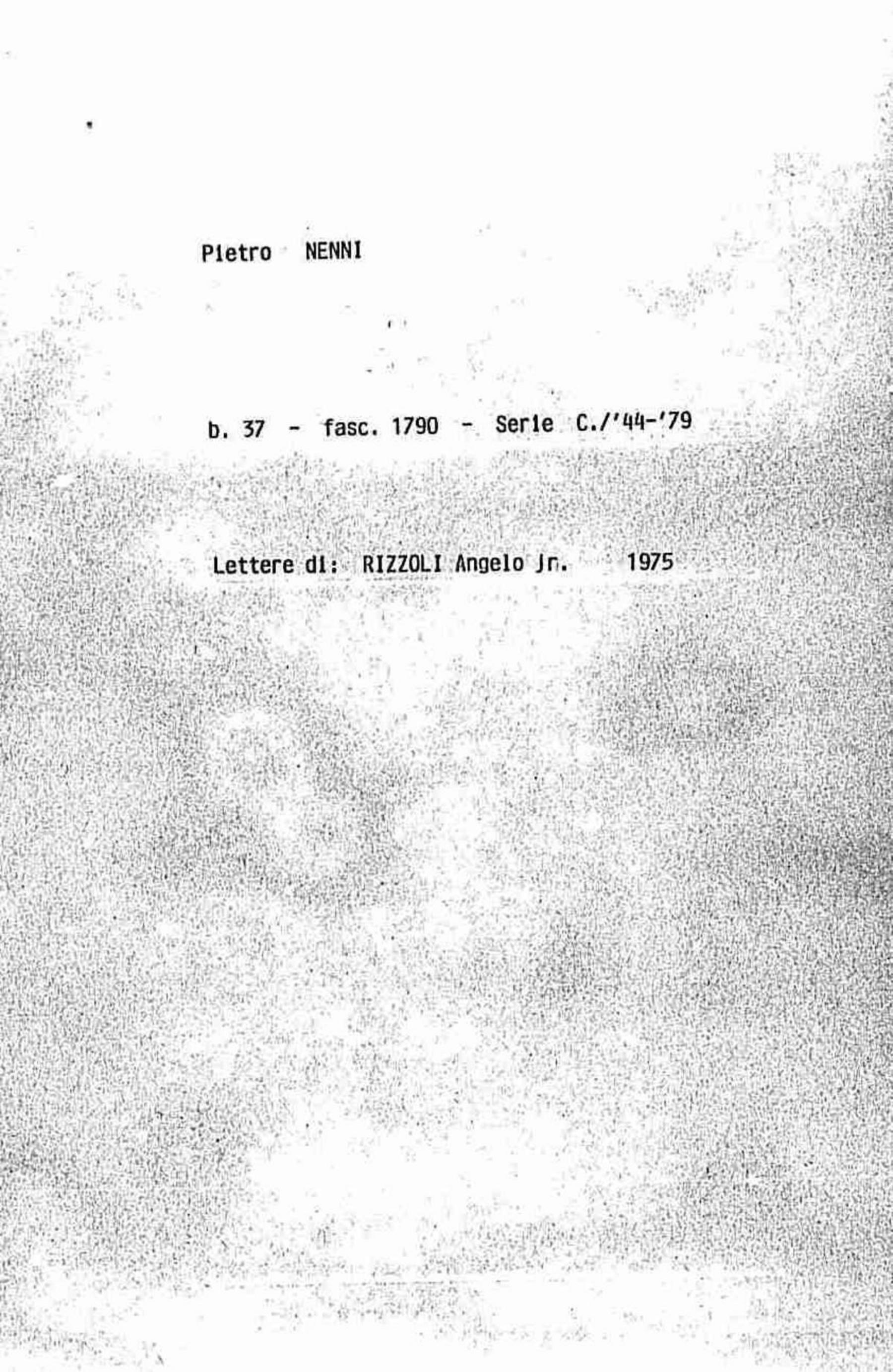 Rizzoli Angelo jr, 1975 ott. 31 - dic. 24