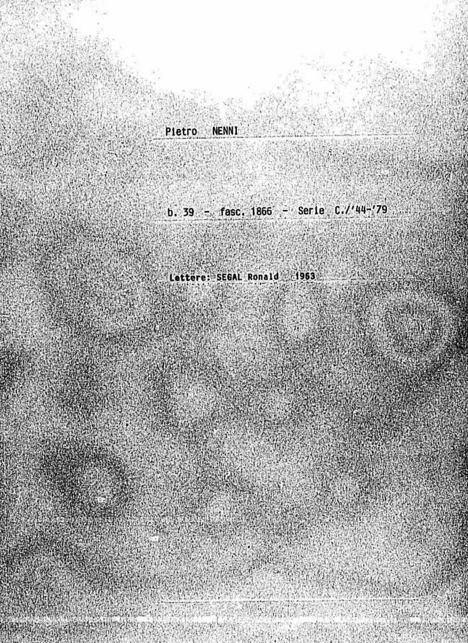 Segal Ronald, 1963 nov. 18