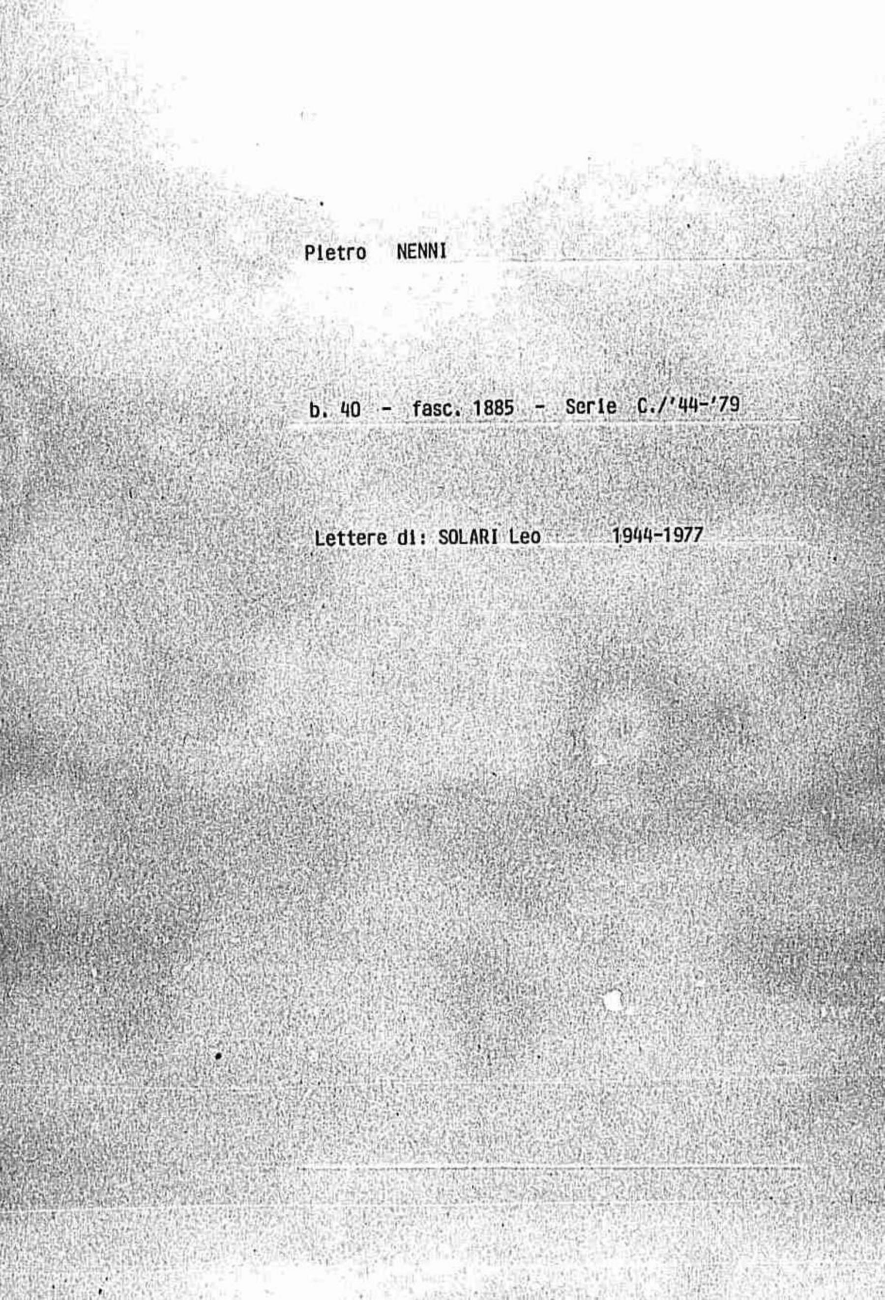 Solari Leo, 1944 ago. - 1977 feb. 9