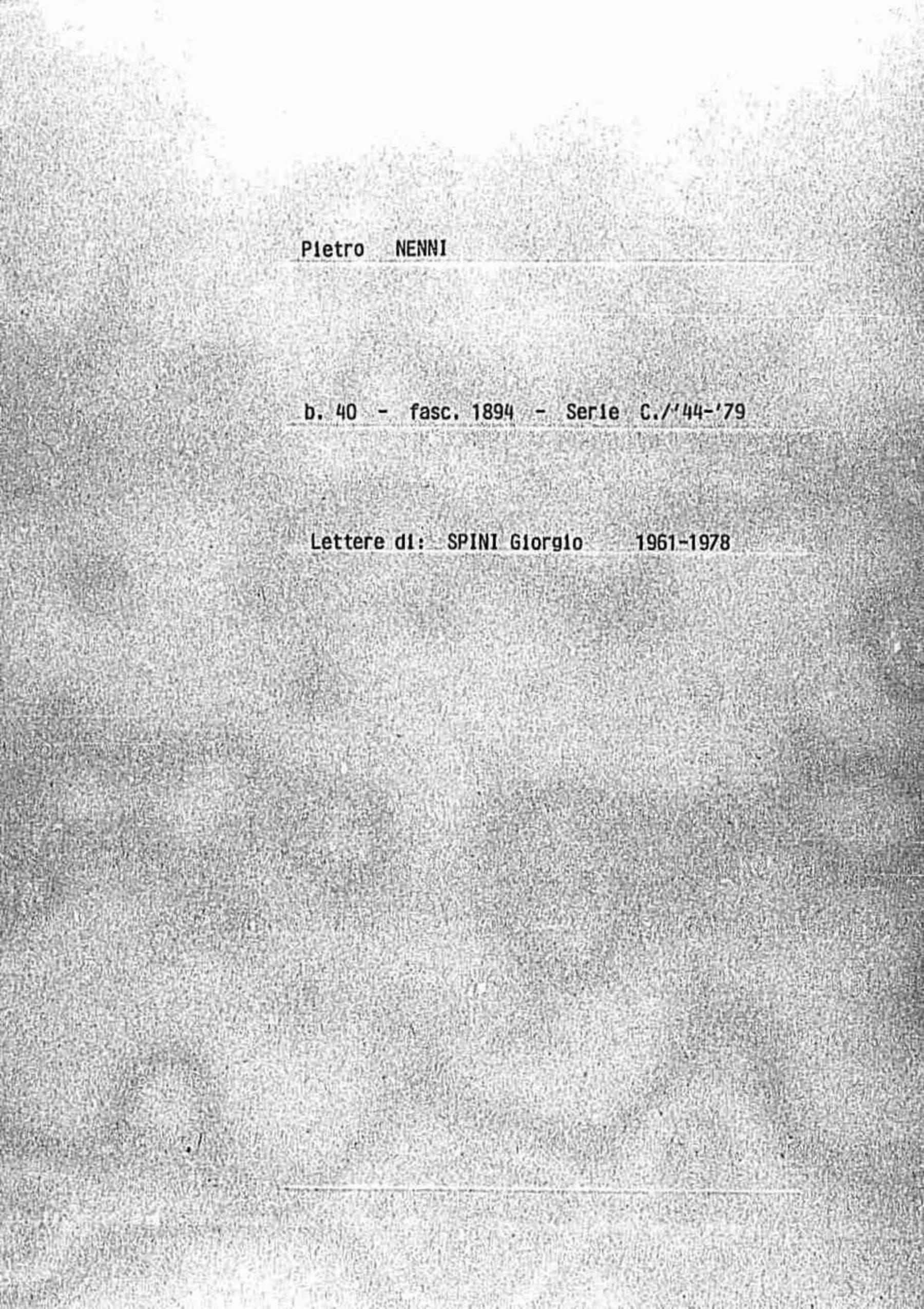 Spini Giorgio, 1961 ago. 30 - 1978 nov. 7