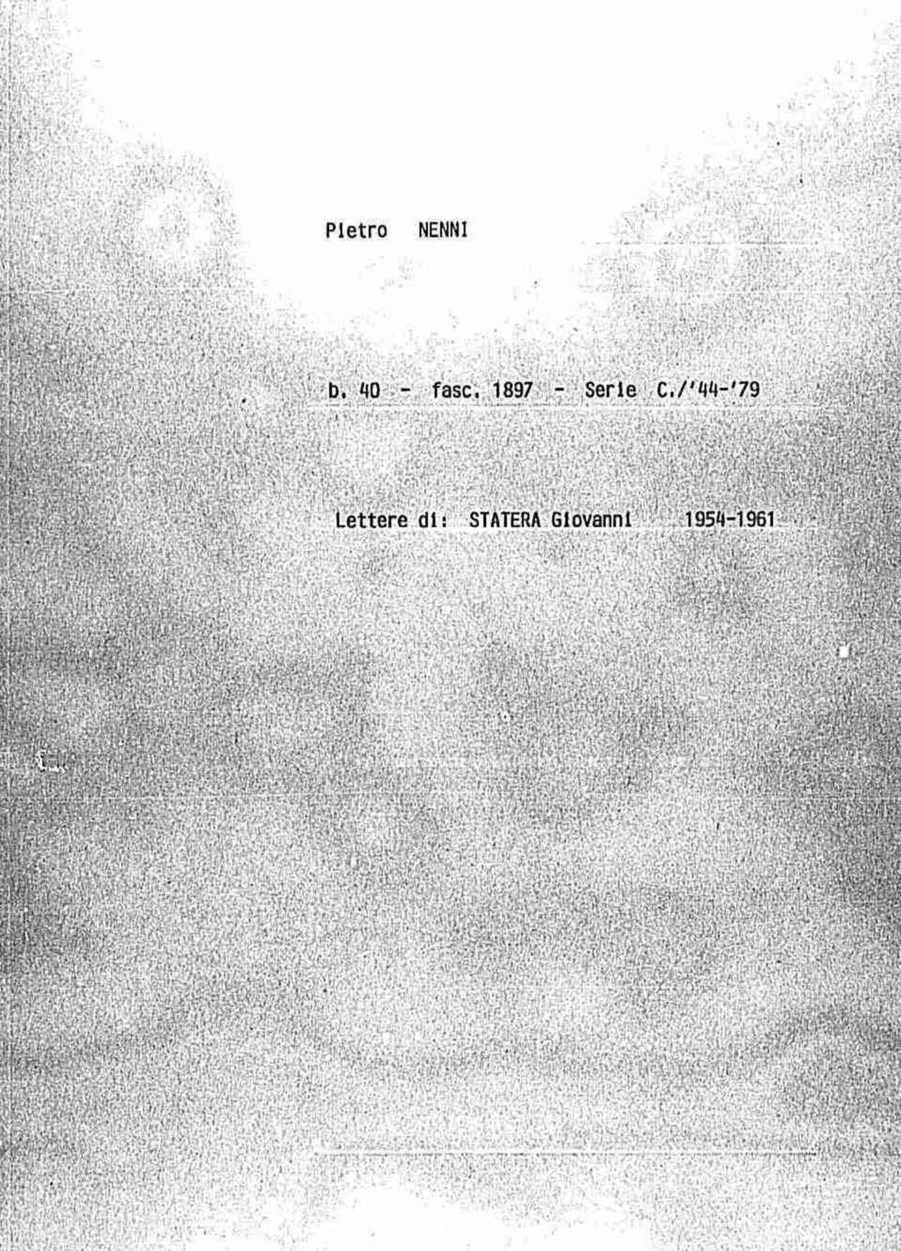 Statera Giovanni, 1954 ott. 6 - 1961 giu. 18