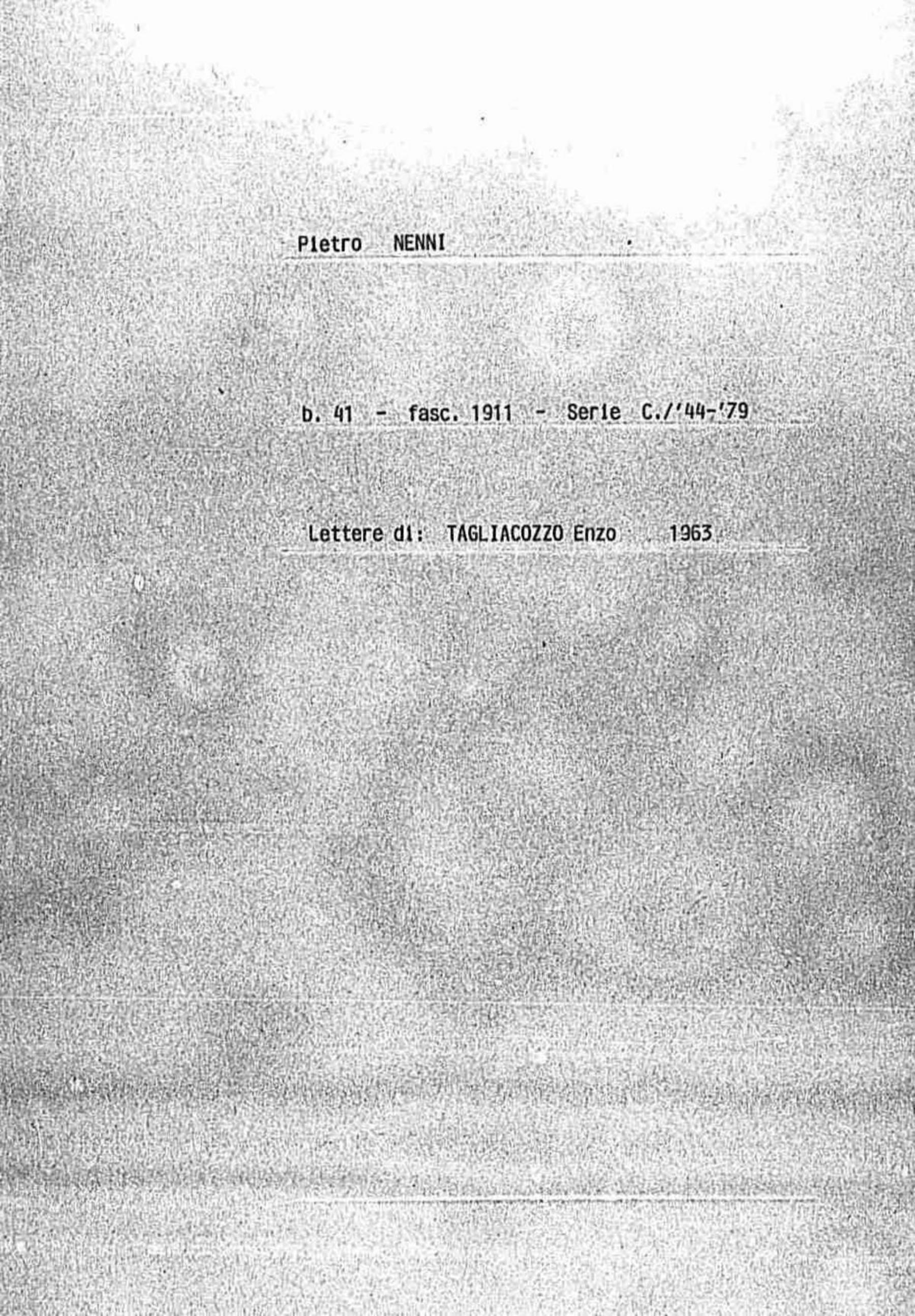 Tagliacozzo Enzo, 1963 mar. 14 - apr. 3