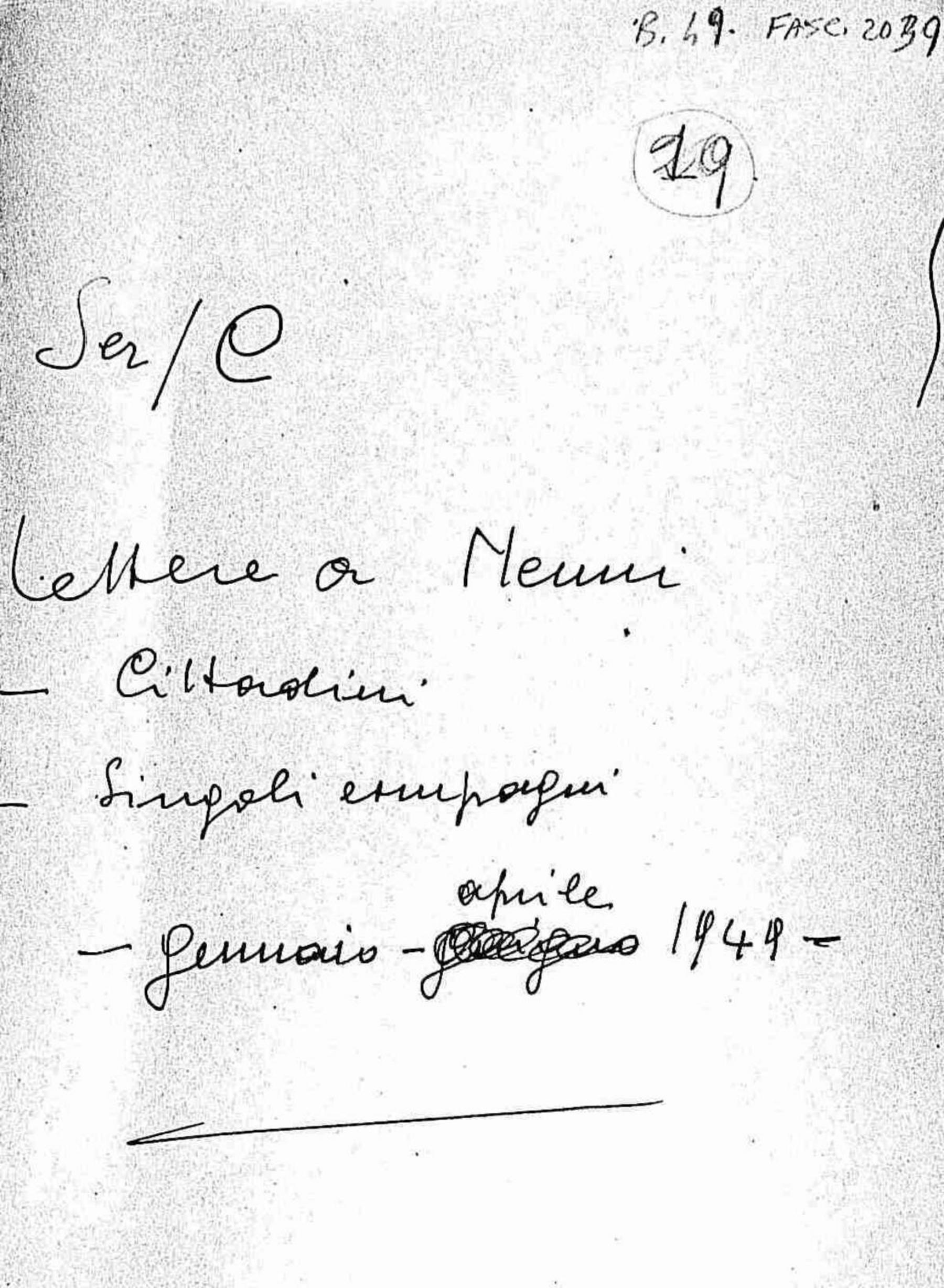 Lettere a Nenni di cittadini e singoli compagni, 1949 gen. - apr.