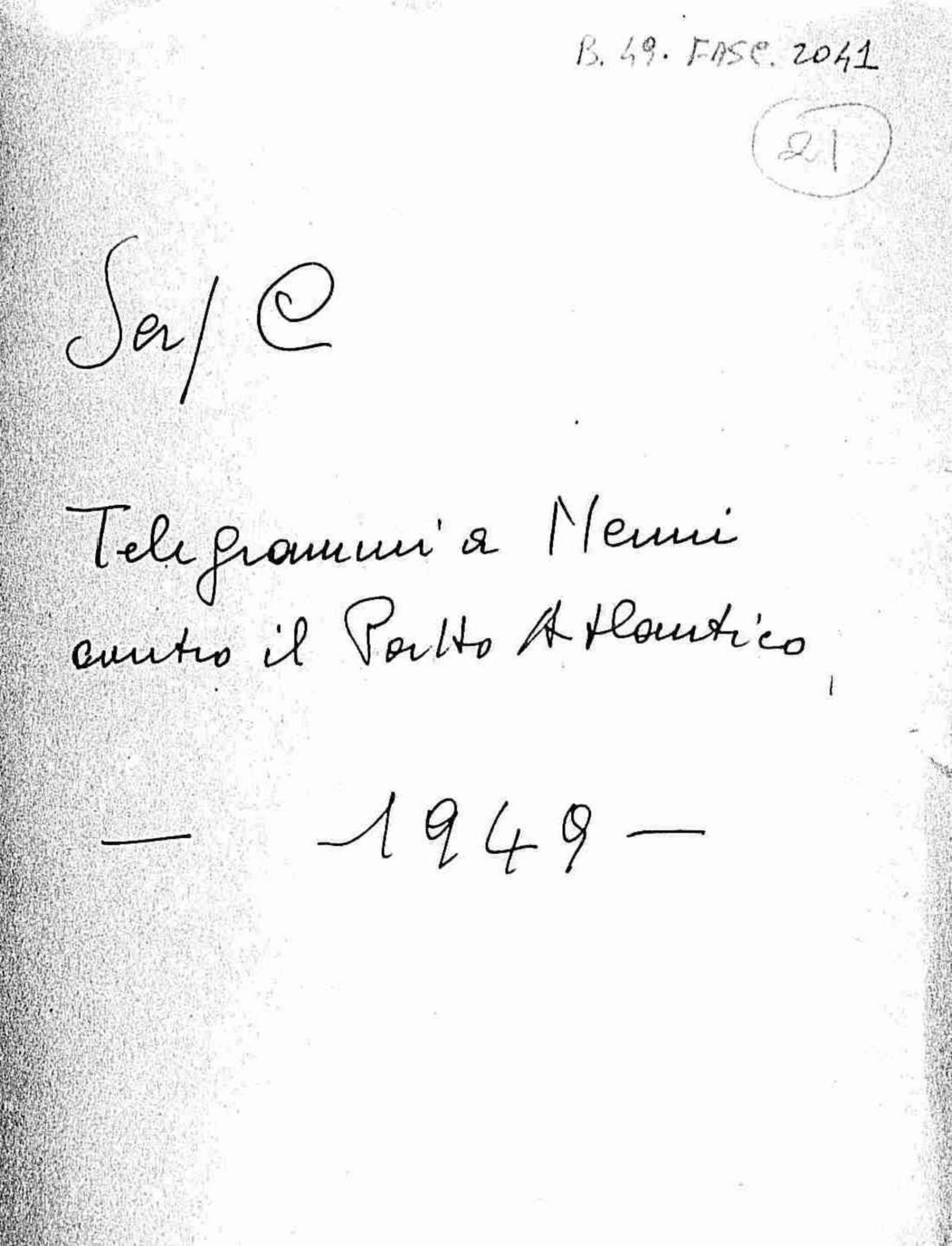 Telegrammi a Nenni contro il Patto Atlantico, 1949 gen. - dic.