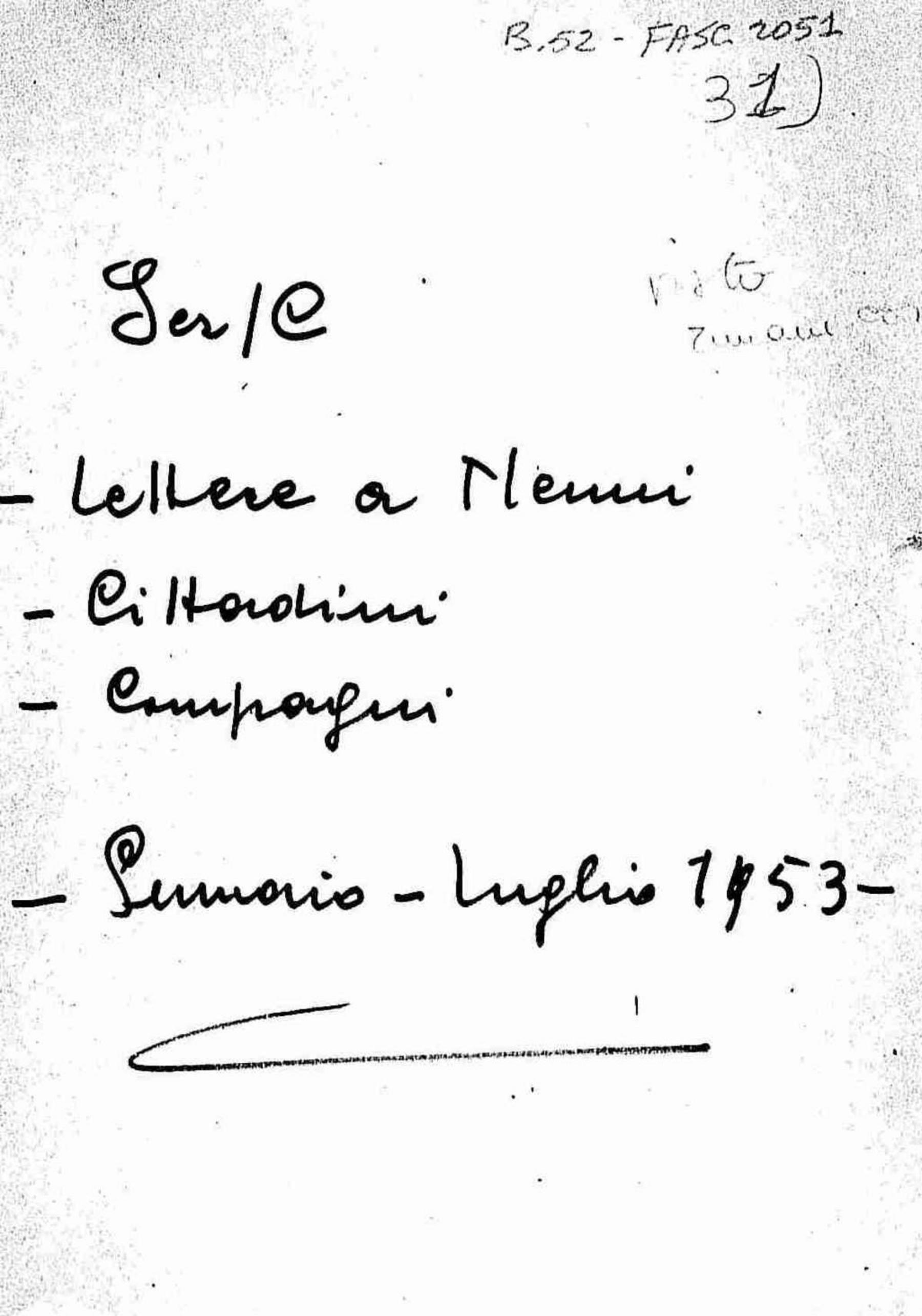 Lettere a Nenni di cittadini e compagni, 1953 gen. - lug.