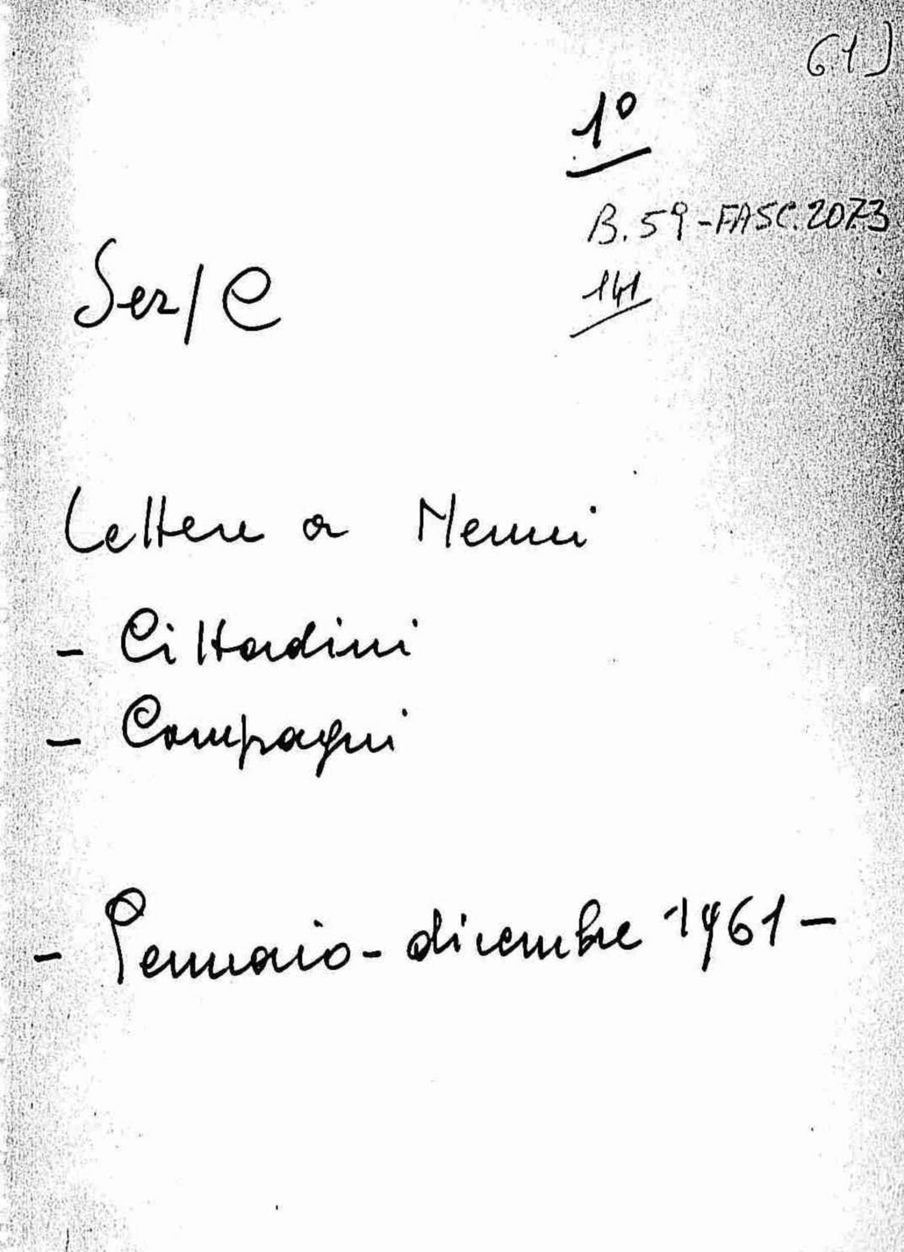 Lettere a Nenni di cittadini, compagni, 1961 gen. - dic.