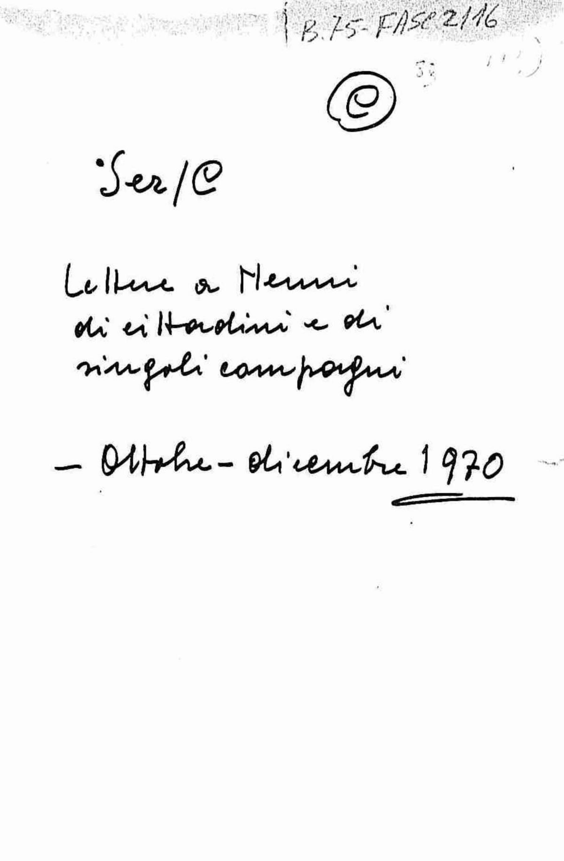 Lettere a Nenni di cittadini e singoli compagni, 1970 ott. - dic.