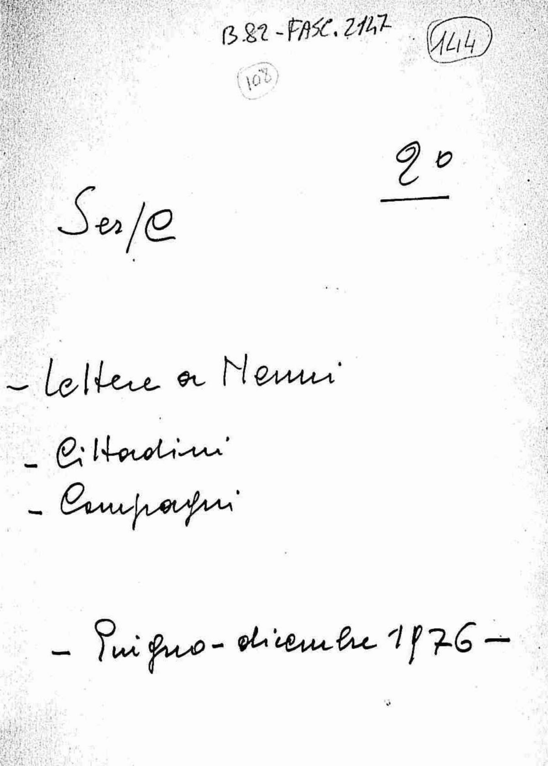 Lettere a Nenni di cittadini e compagni, 1976 giu. - dic.
