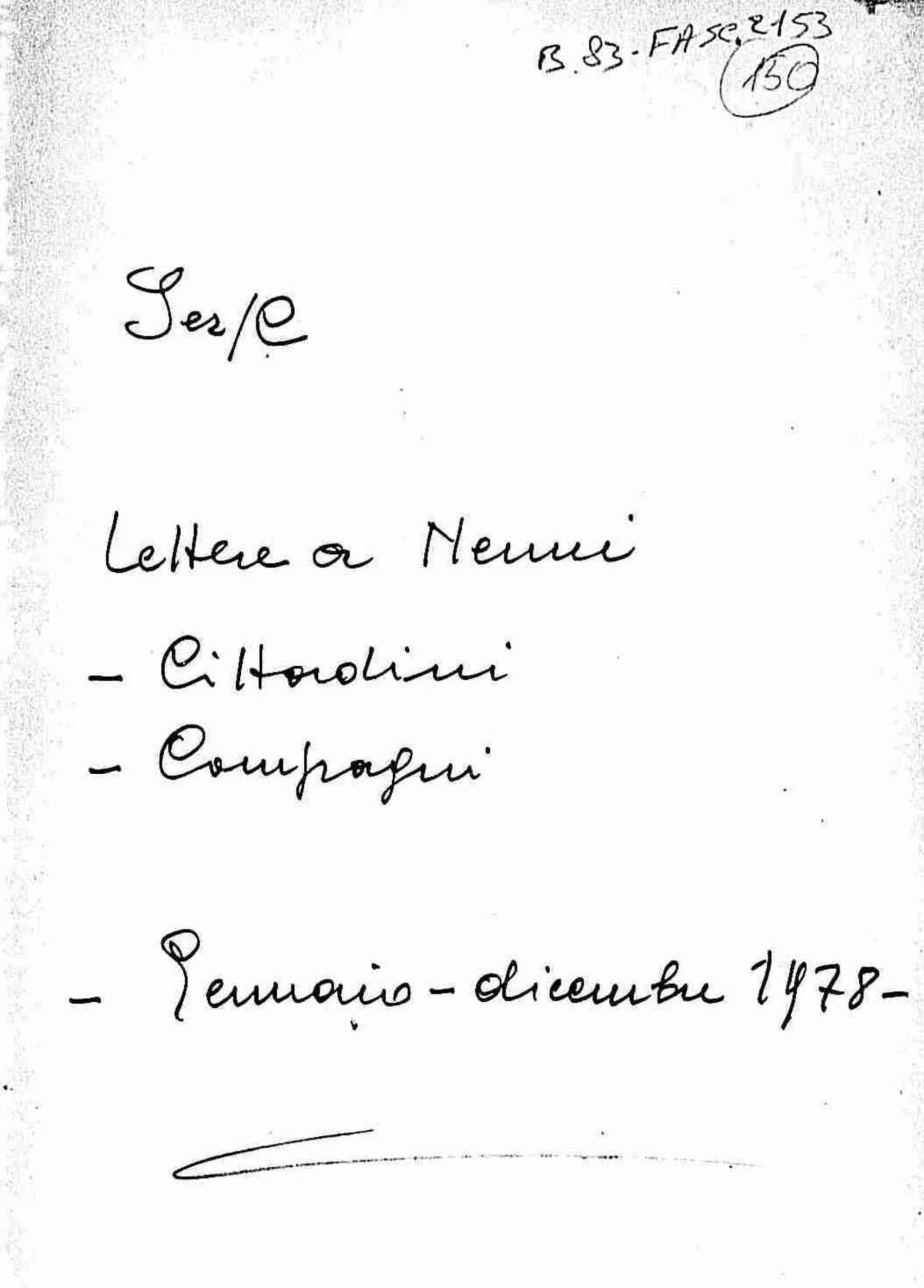 Lettere a Nenni di cittadini e comapgni, 1978 gen. - dic.