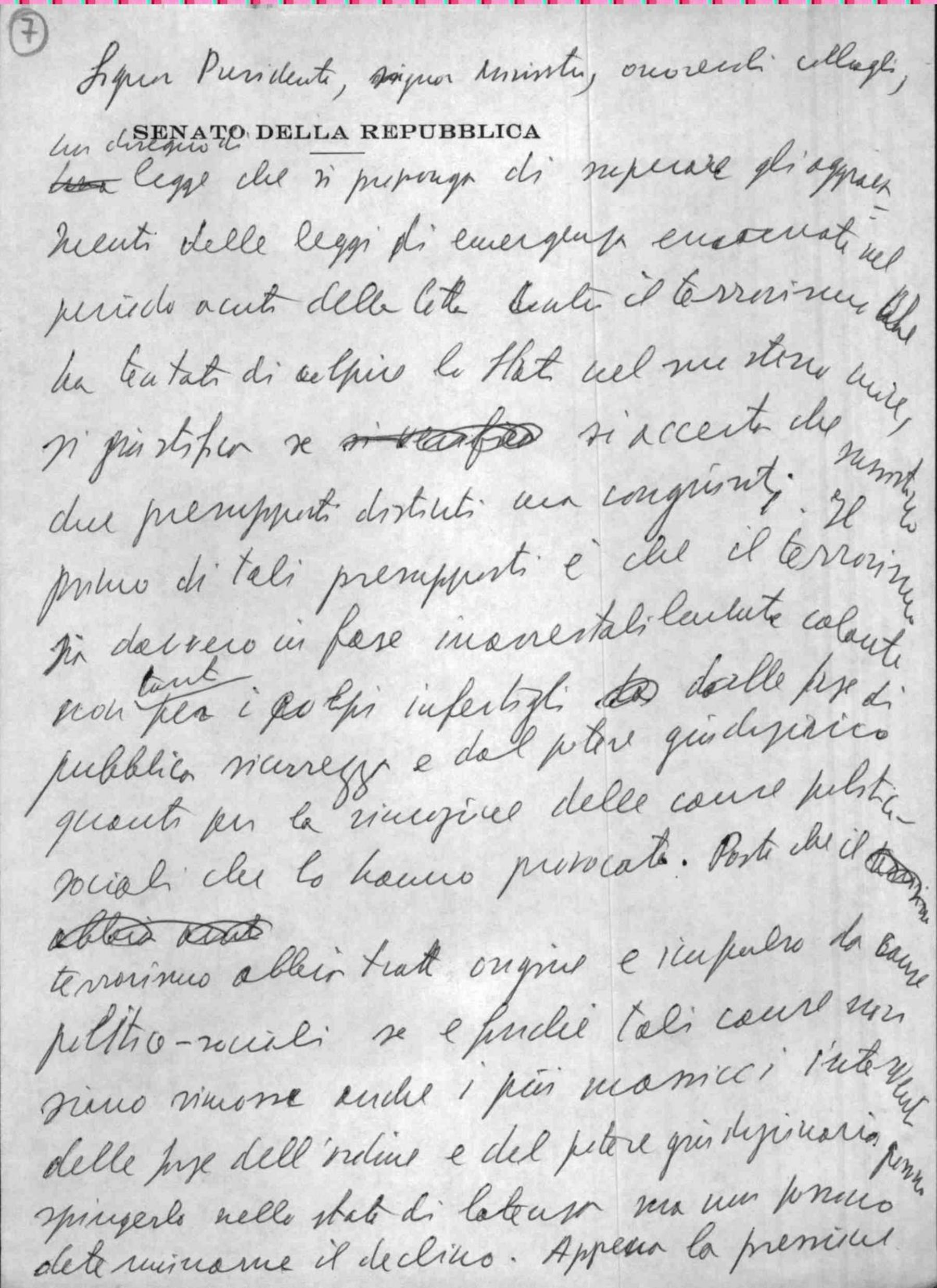Sulla proposta di legge che vuole superare gli aggravamenti delle leggi di emergenza della lotta contro il terrorismo, s.d.