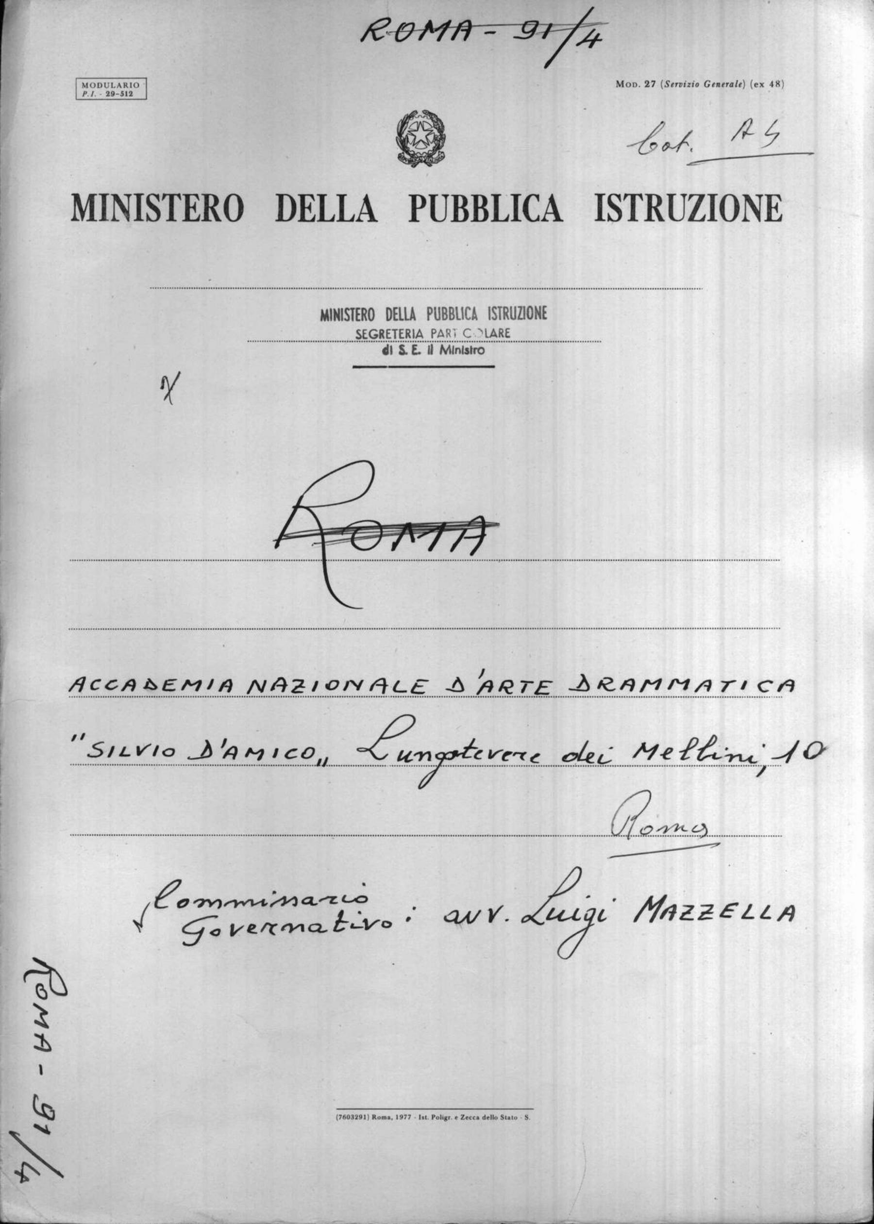 "Accademia nazionale d'arte drammatica "Silvio D'Amico", Roma", 1979 set. 6 - ott. 26