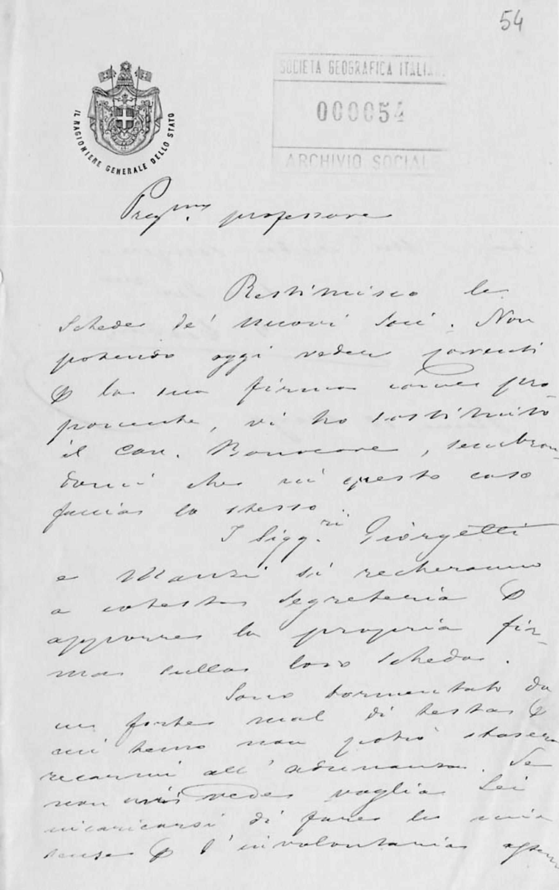 Lettera di Giuseppe Cerboni 10.3.1879
