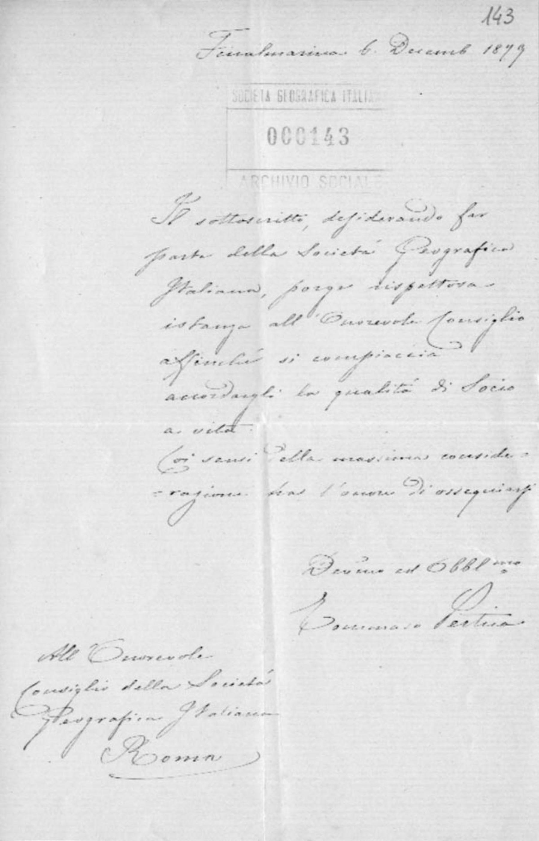 Corrispondenza di Tommaso Pertica 6.12.1879