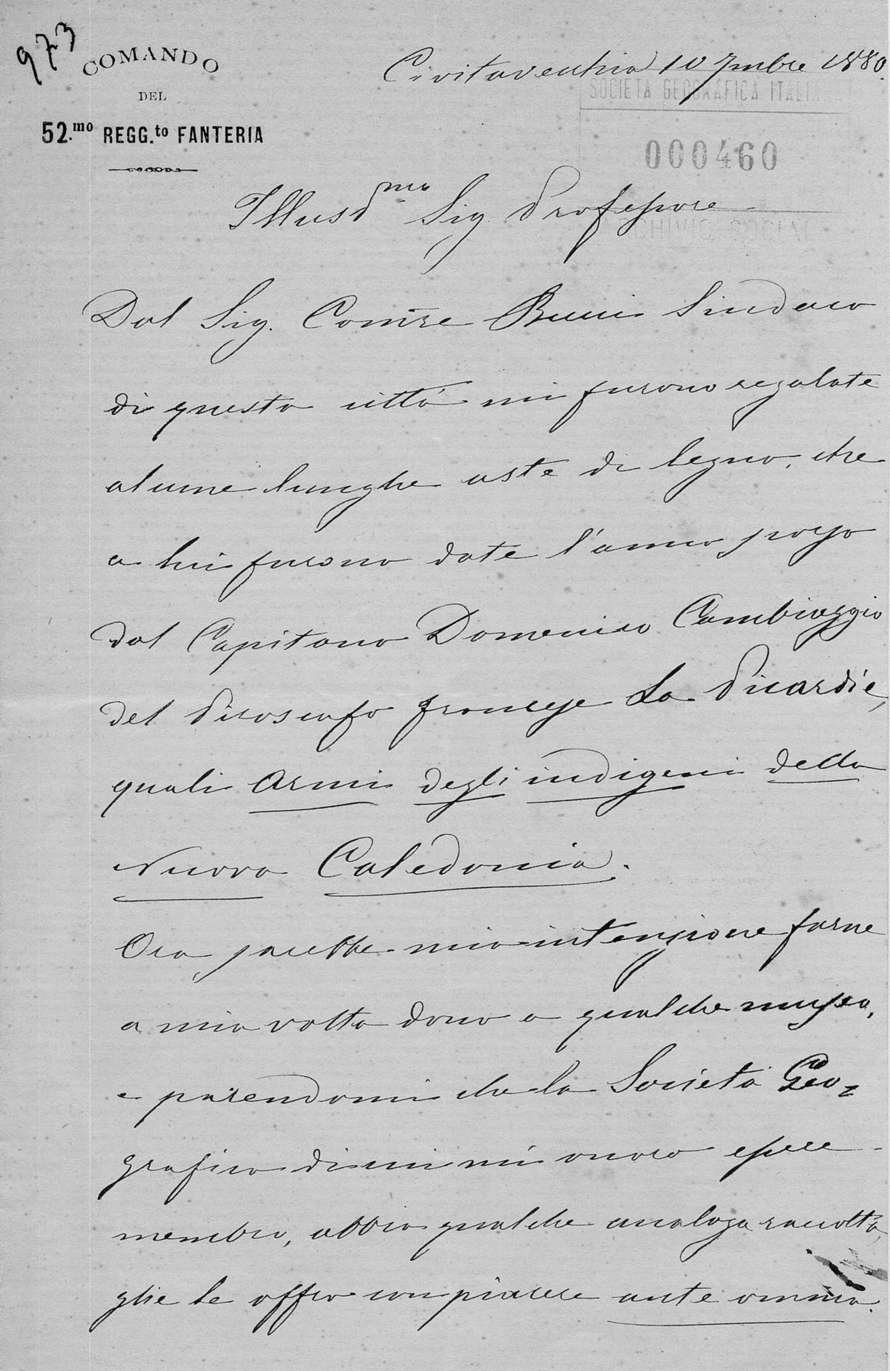 Lettera di Eusebio Chiò 10.9.1880