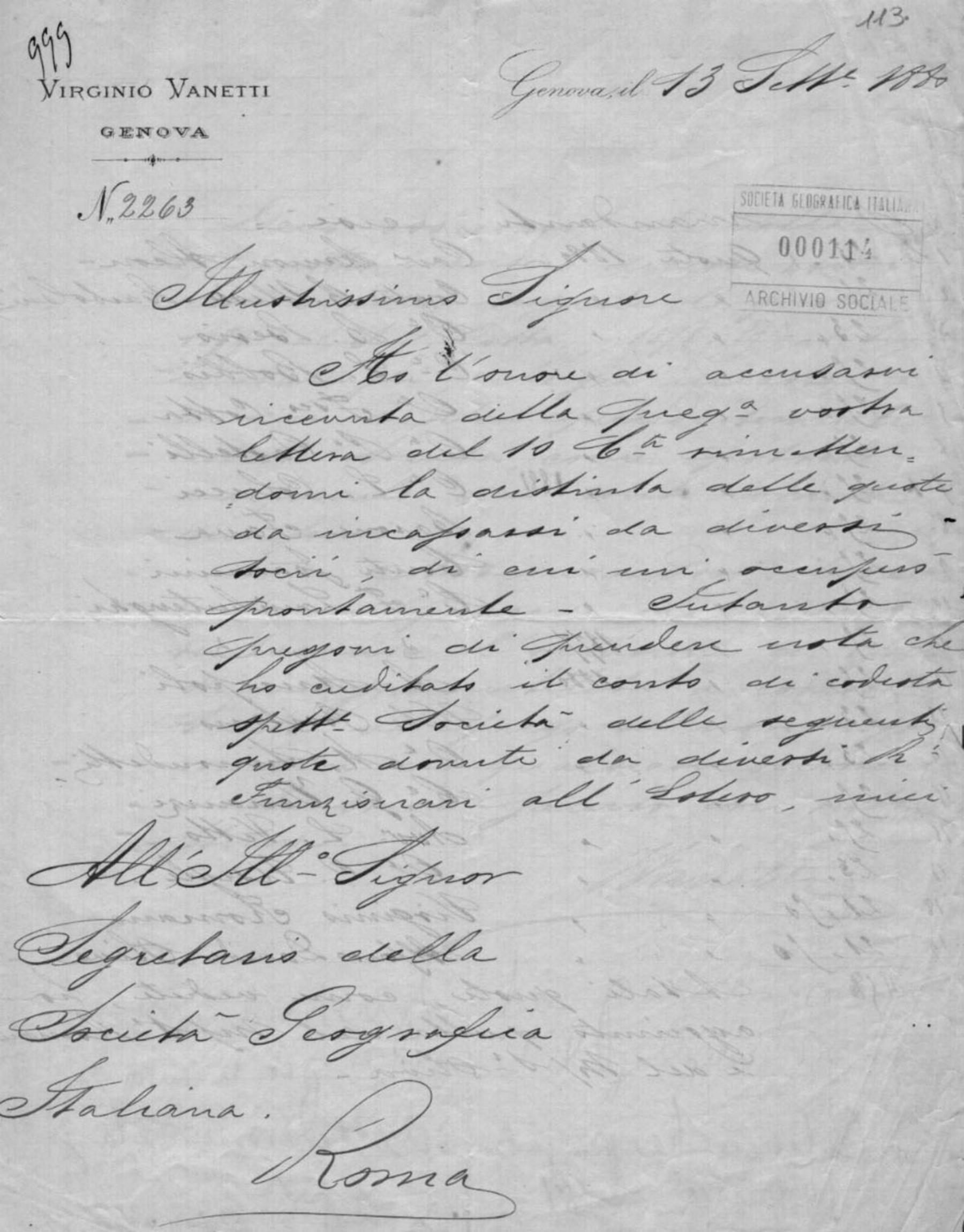 Lettera di Virginio Vanetti 22.4.1880-13.9.1880