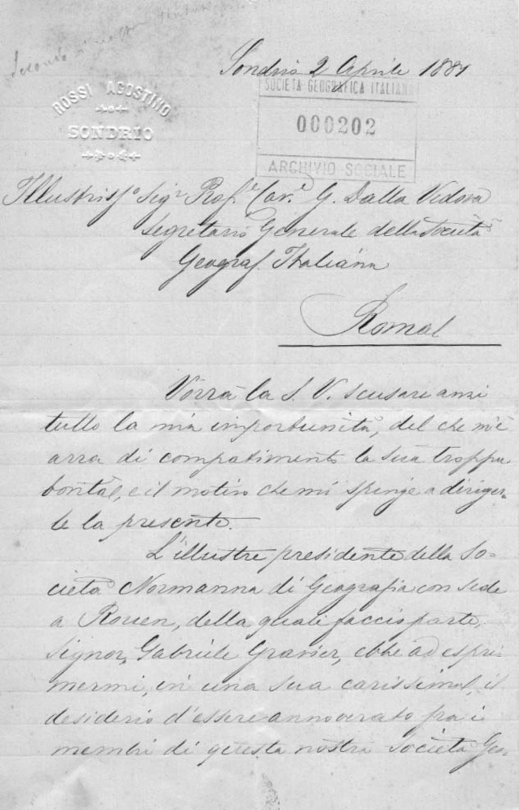 Corrispondenza di Agostino Rossi 2.4.1881-19.5.1881