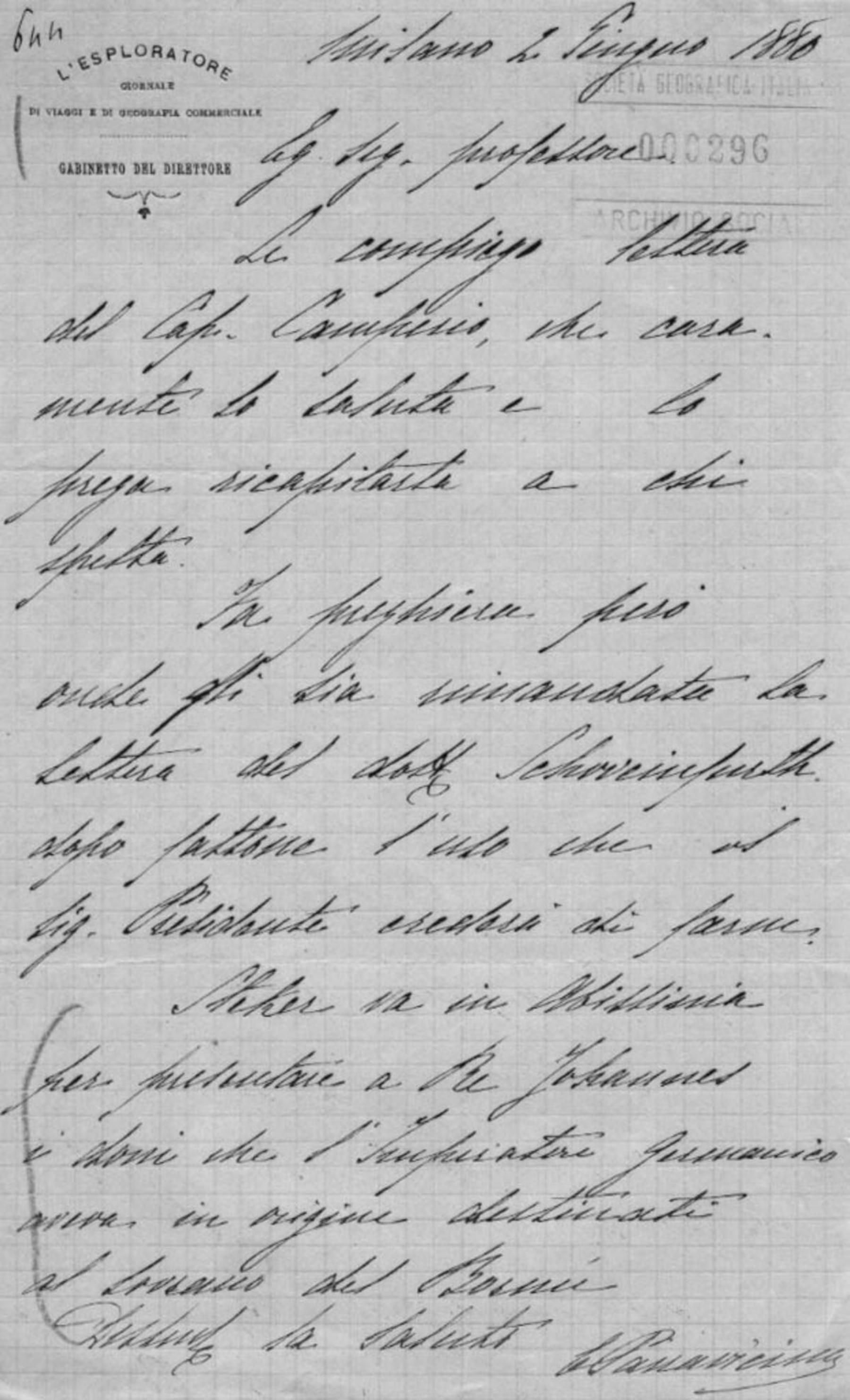 Corrispondenza di E. Parravicino 4.6.1880-22.6.1880