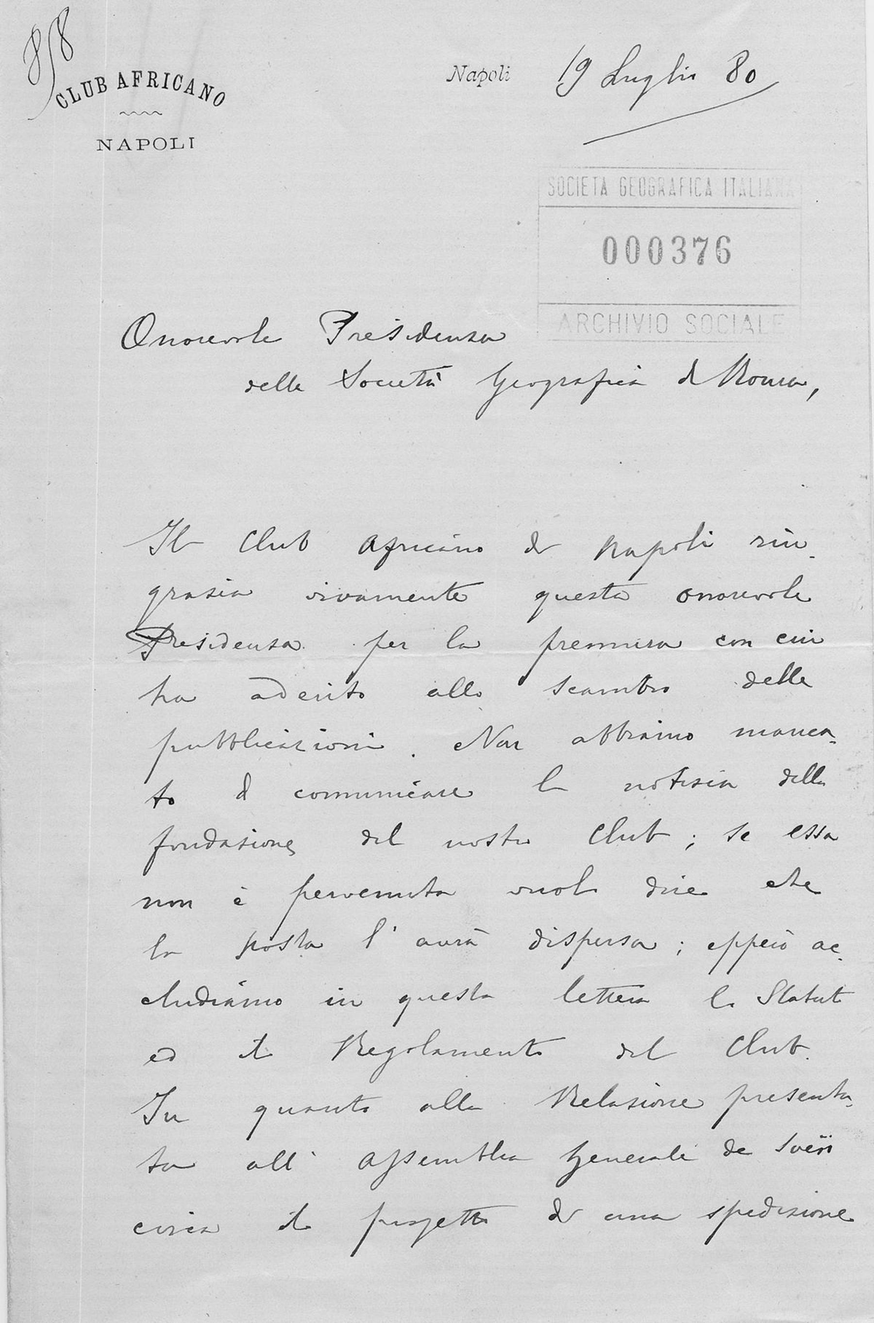 Corrispondenza di G. B. Licata 19.7.1880-18.11.1880