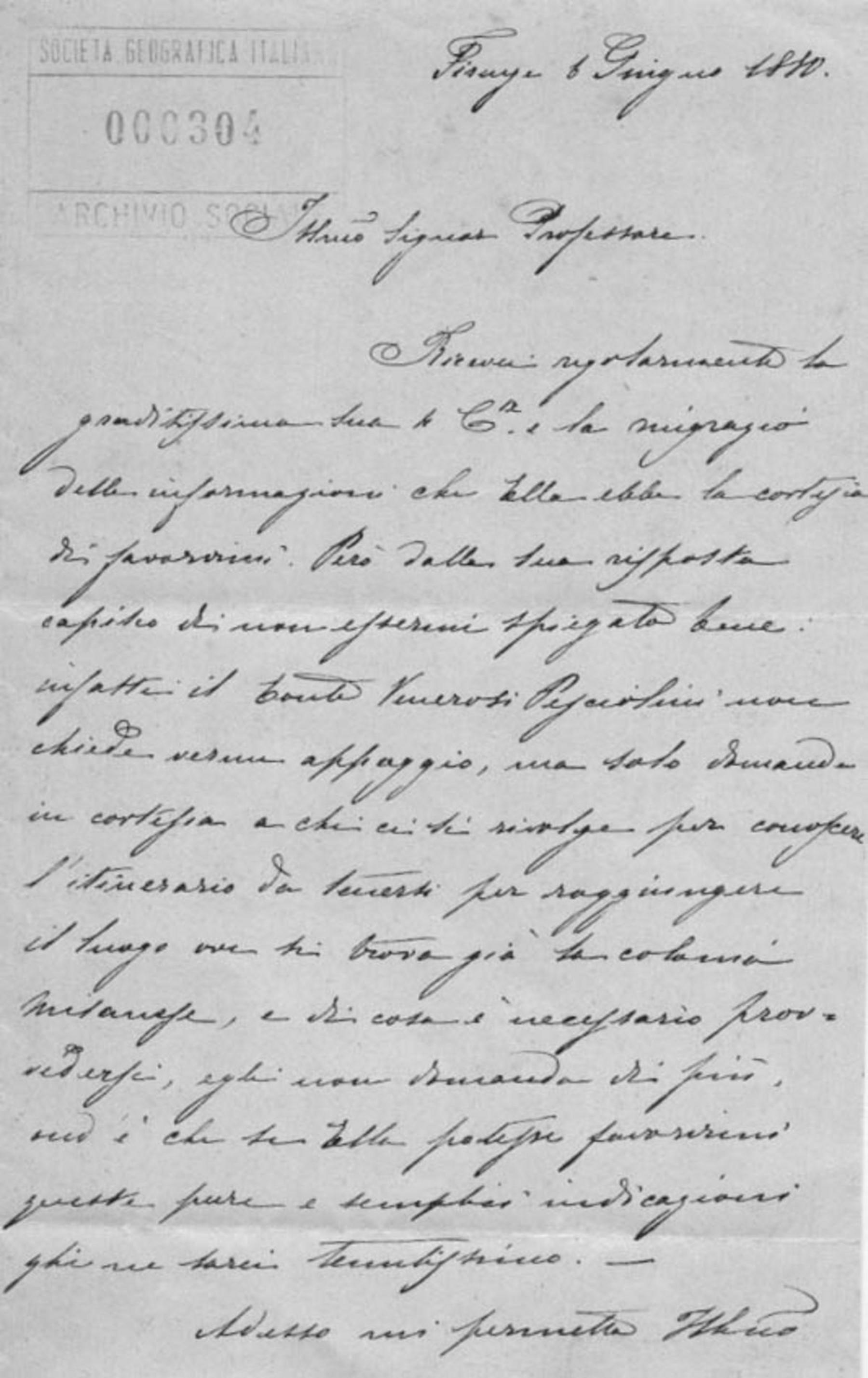 Lettera di Non identificato 6.6.1880