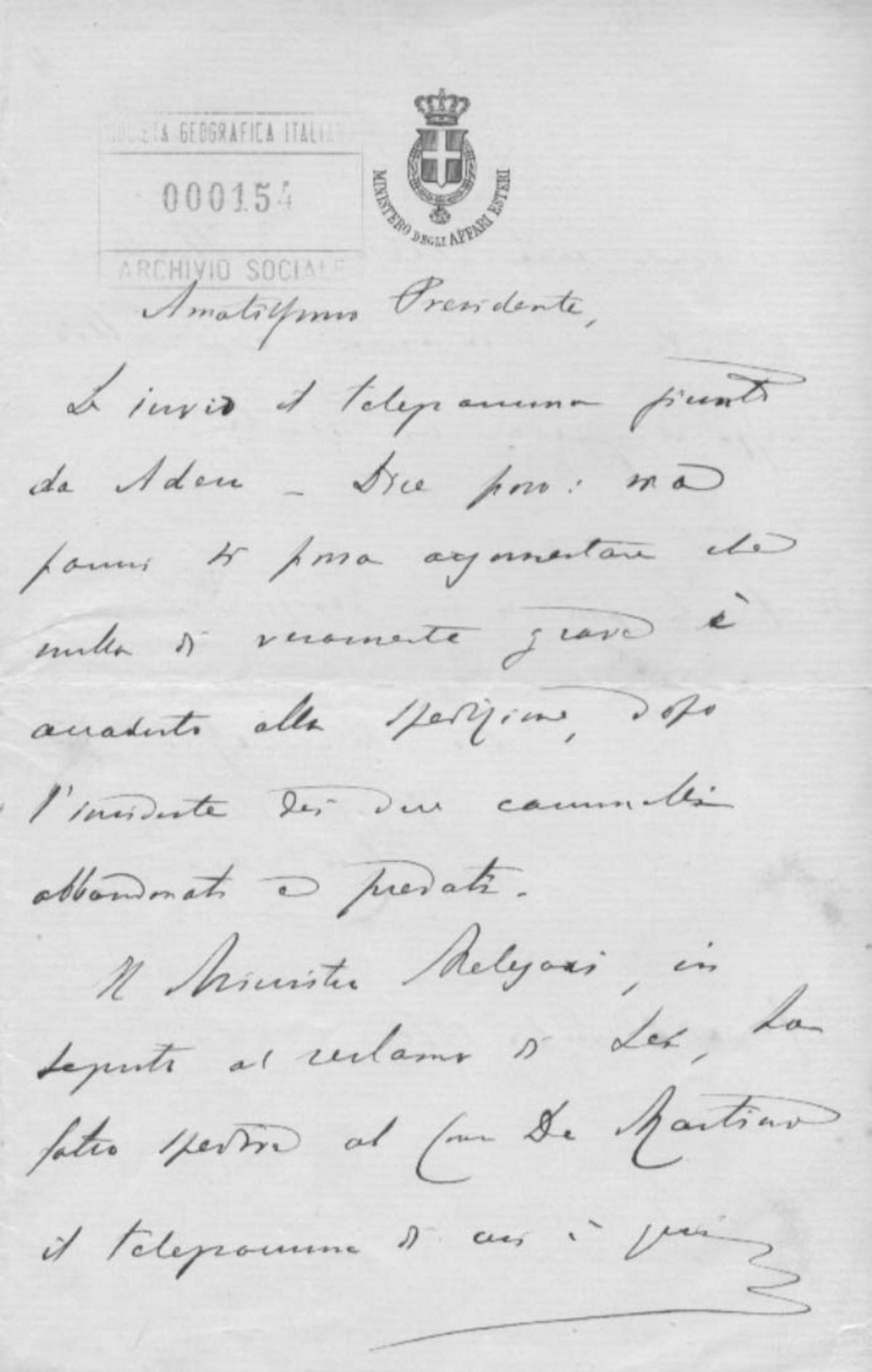 Giacomo Malvano a Cesare Correnti 24.7.1876