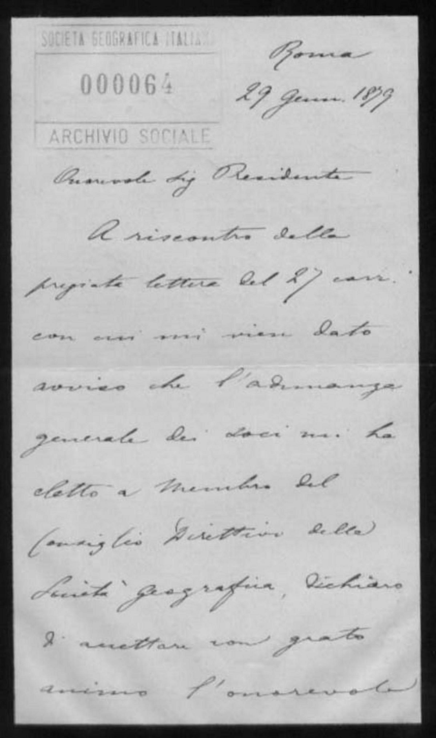 Sidney Sonnino a Cesare Correnti 29.1.1879