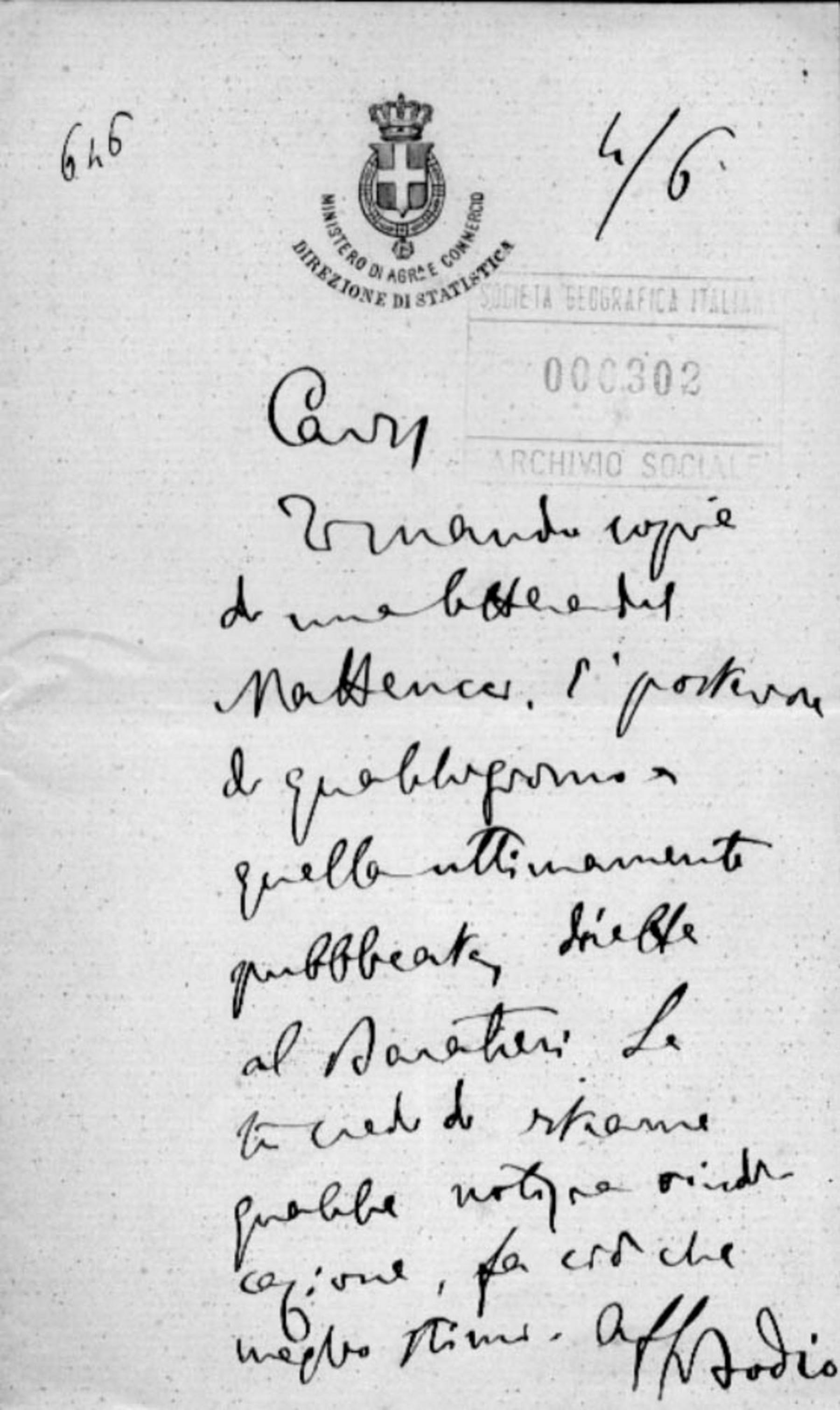 Luigi Bodio a Società geografica italiana 4.6.1880