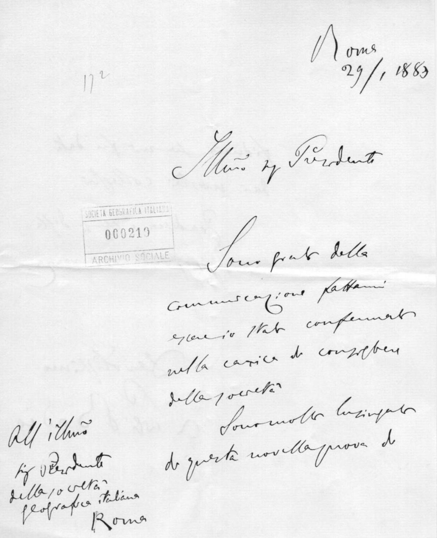 Luigi Bodio a Onorato Caetani 29.1.1883