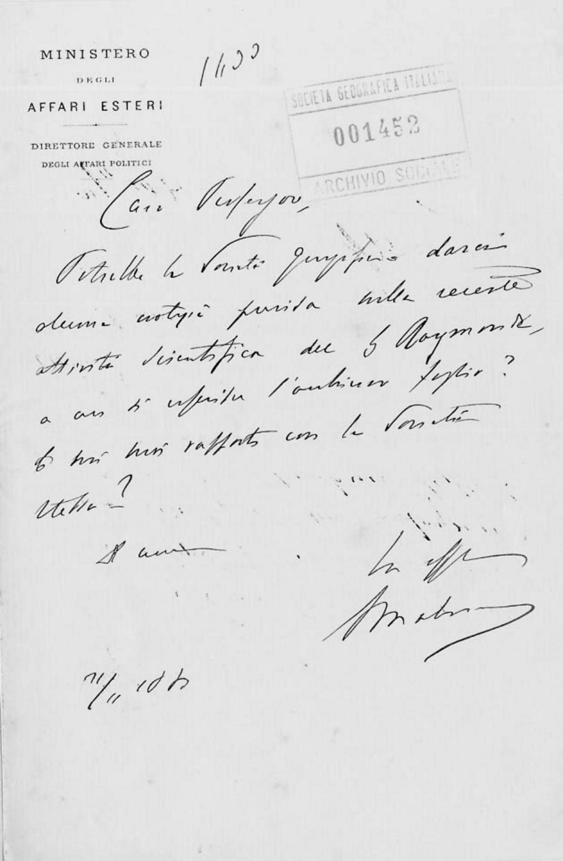 Giacomo Malvano a Giuseppe Dalla Vedova 21.11.1883