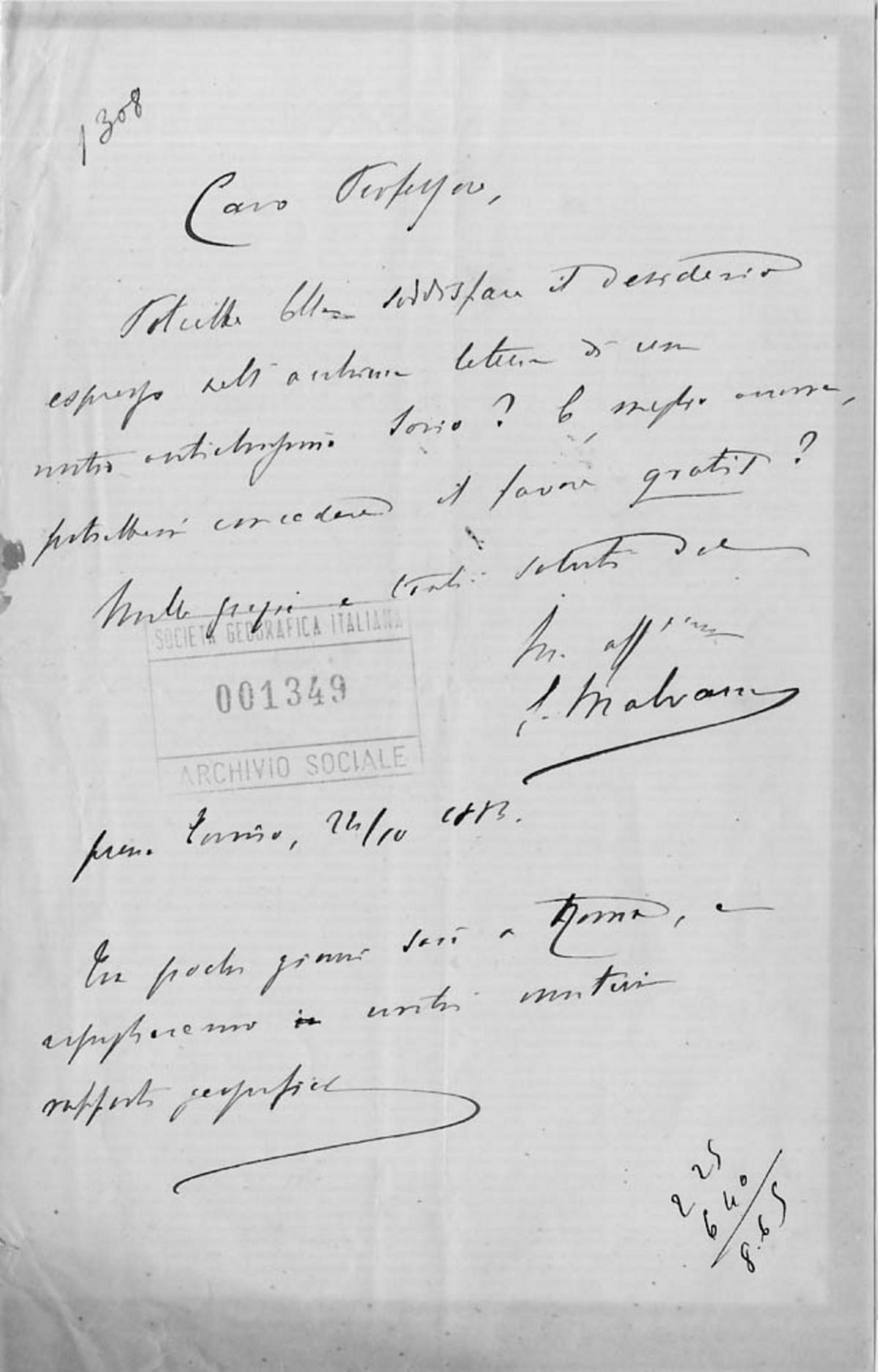 Giacomo Malvano a Giuseppe Dalla Vedova 24.10.1883