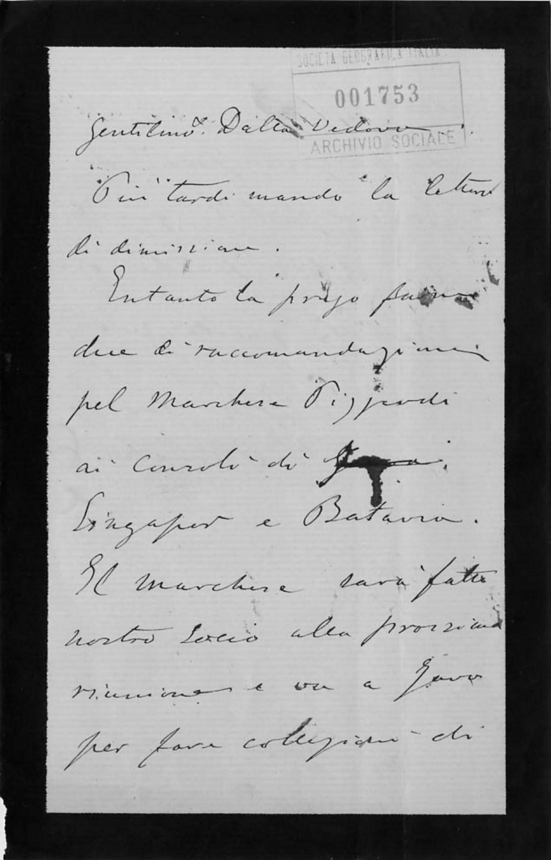 Onorato Caetani a Giuseppe Dalla Vedova 1883