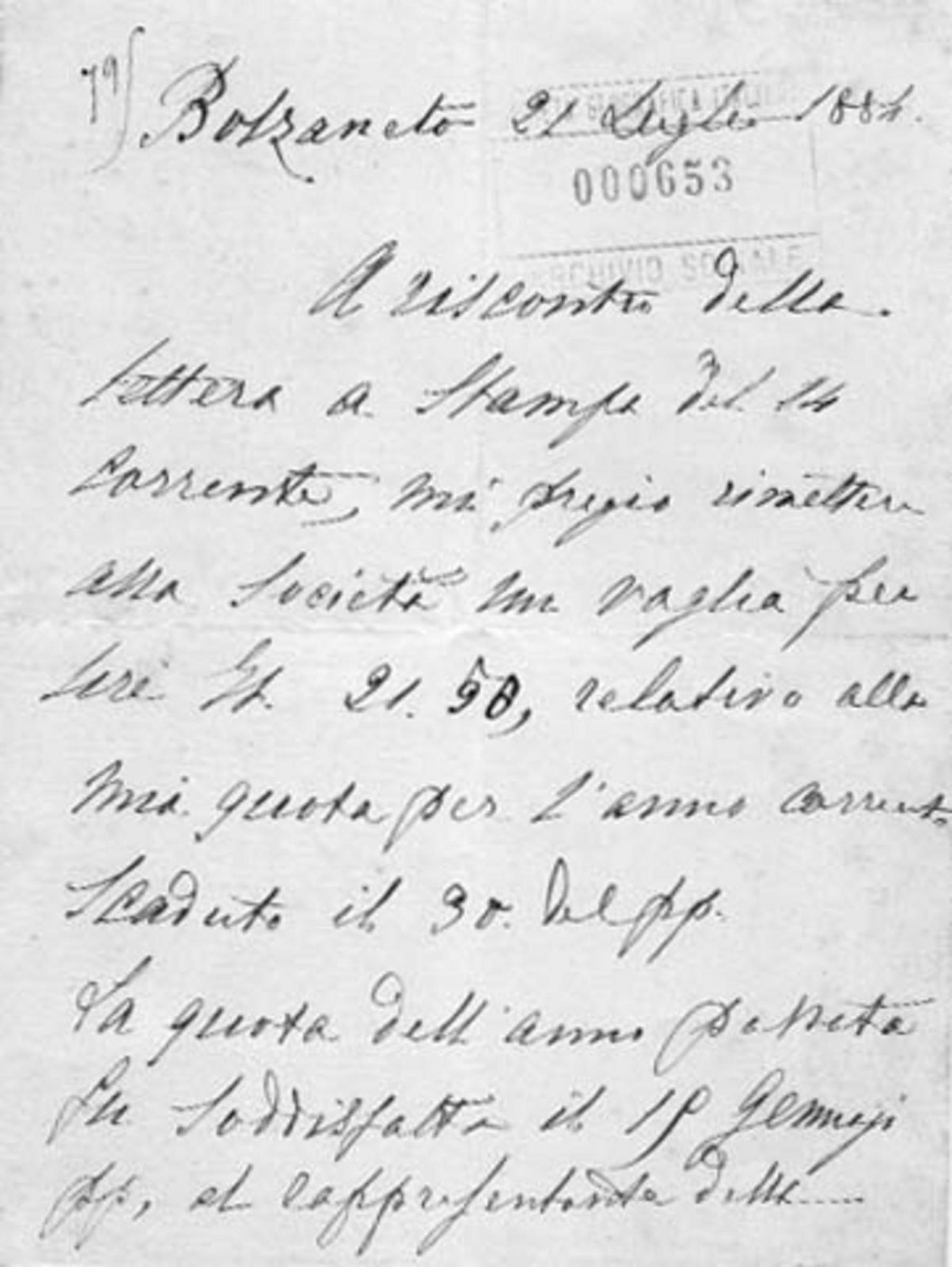 Andrea Del Santo a Società geografica italiana 21.7.1884