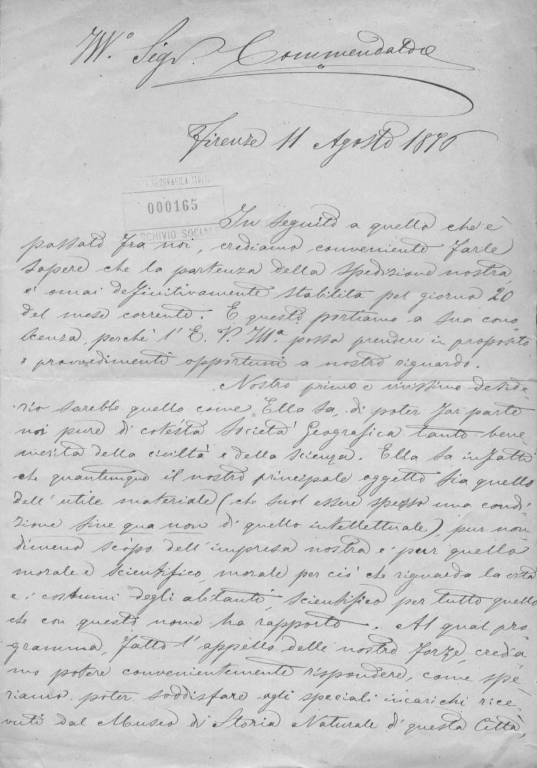 Carlo Beni a Cesare Correnti 11.8.1876