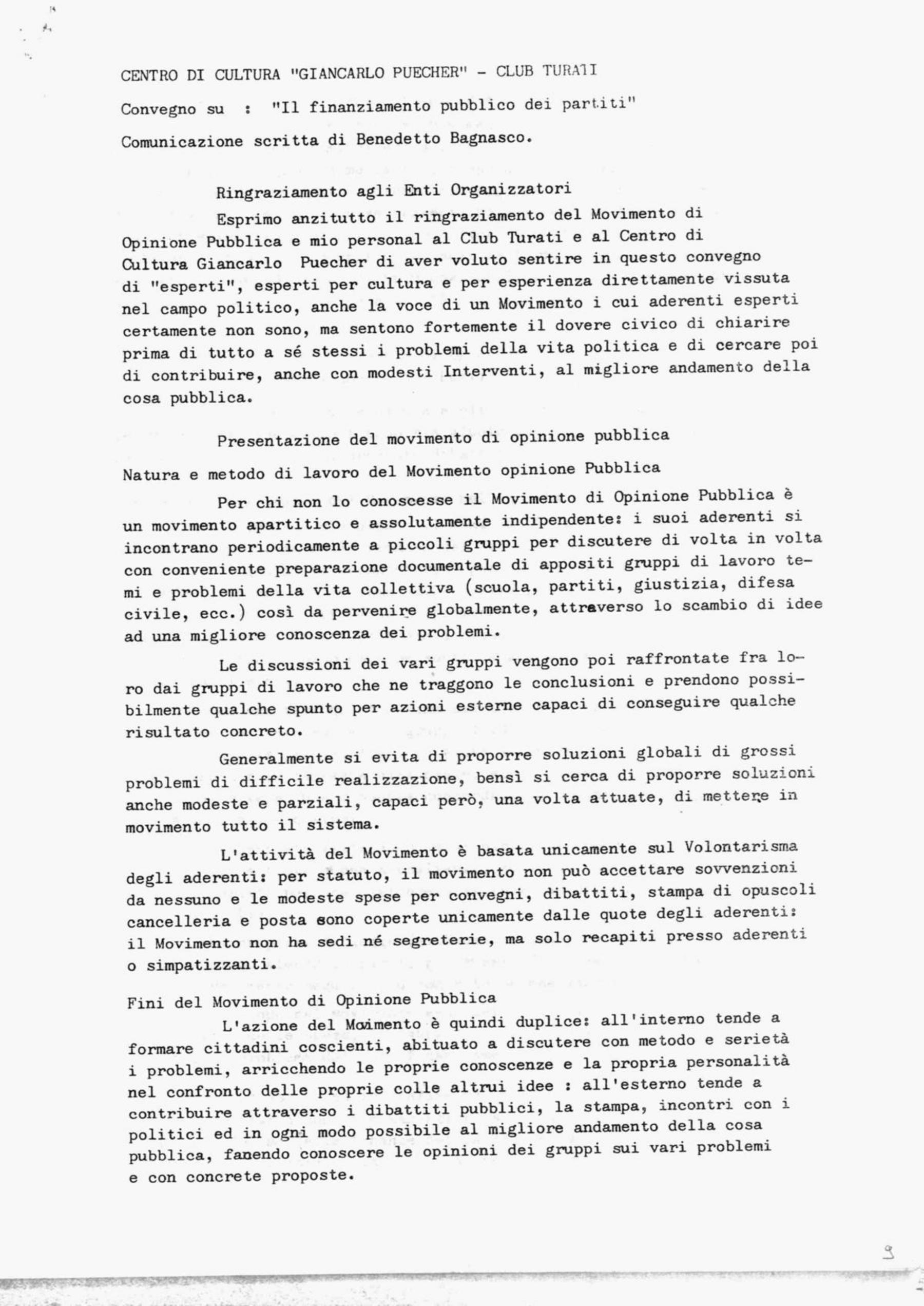 Convegni sul finanziamento pubblico dei partiti (Club Turati e Centro Giancarlo Puecher, Milano)