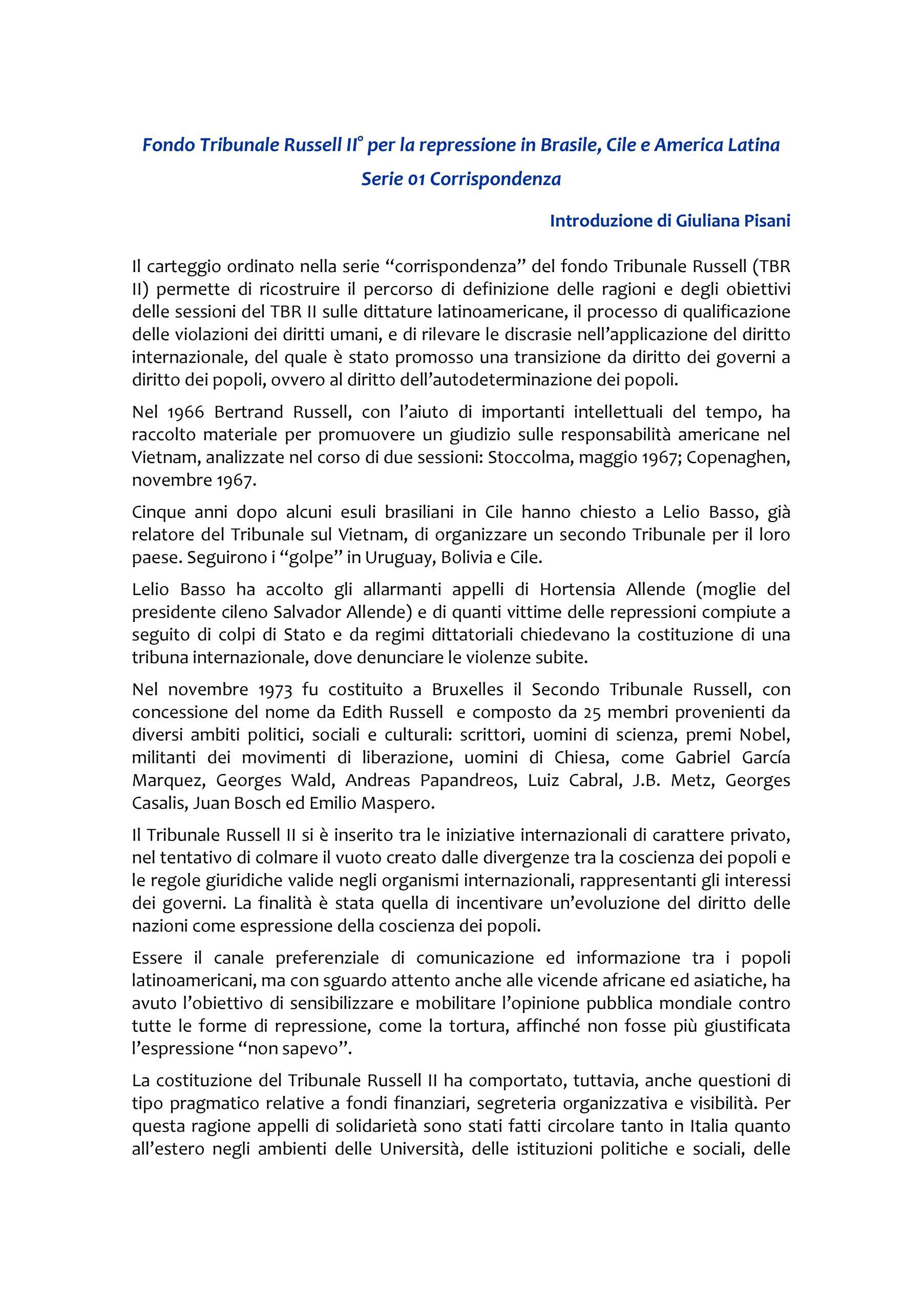 Serie 01 Corrispondenza - Introduzione