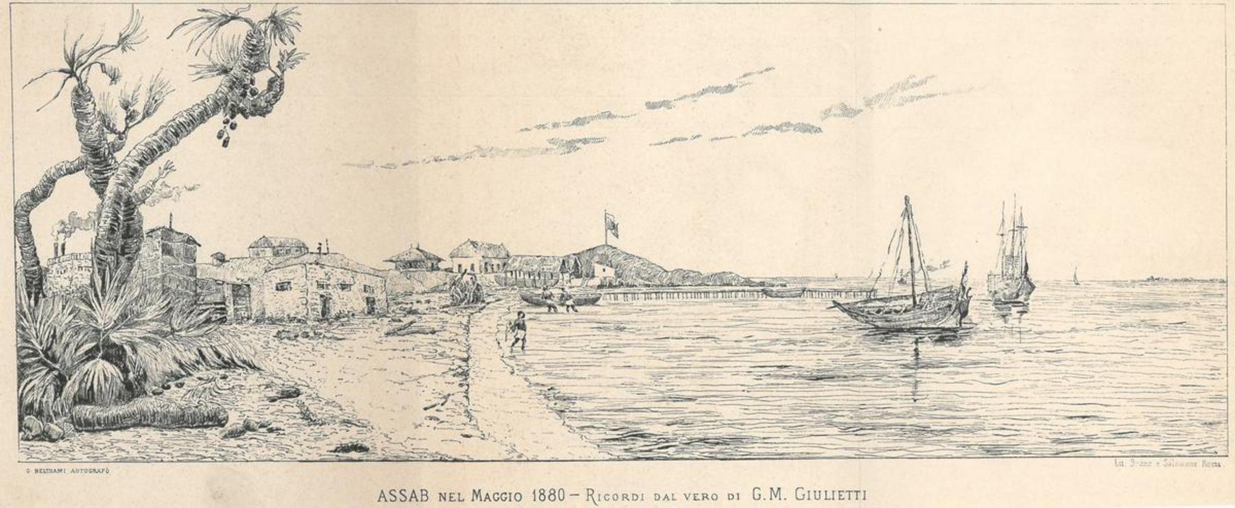 Disegno della Baia di Assab di G. M. Giulietti (1880)