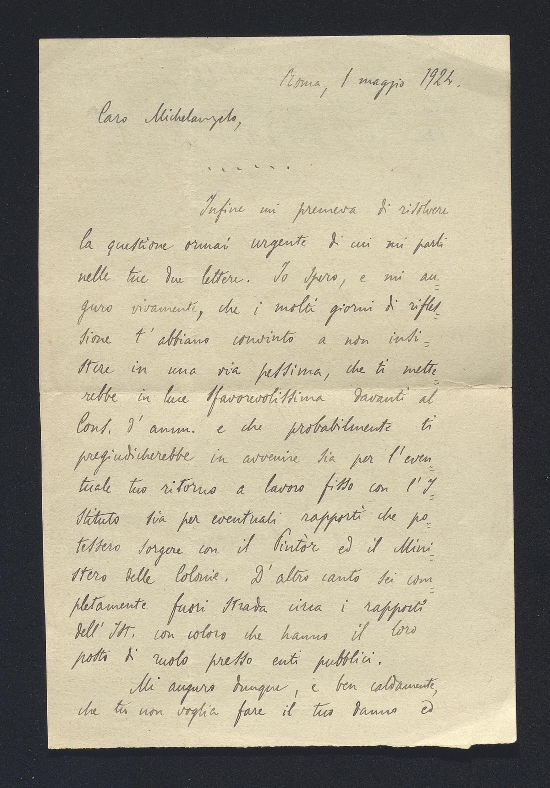 Carlo Alfonso Nallino a Michelangelo Guidi, 1 mag. 1924
