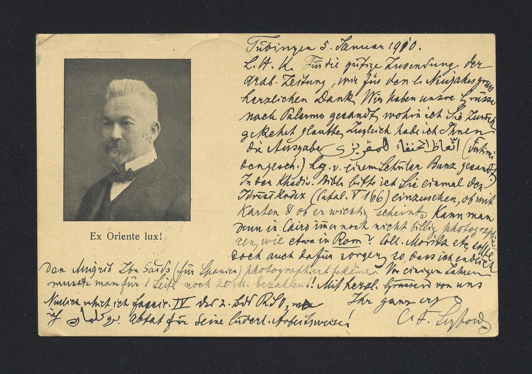 Christian Friedrich Seybold a Carlo Alfonso Nallino, 5 gen. 1910